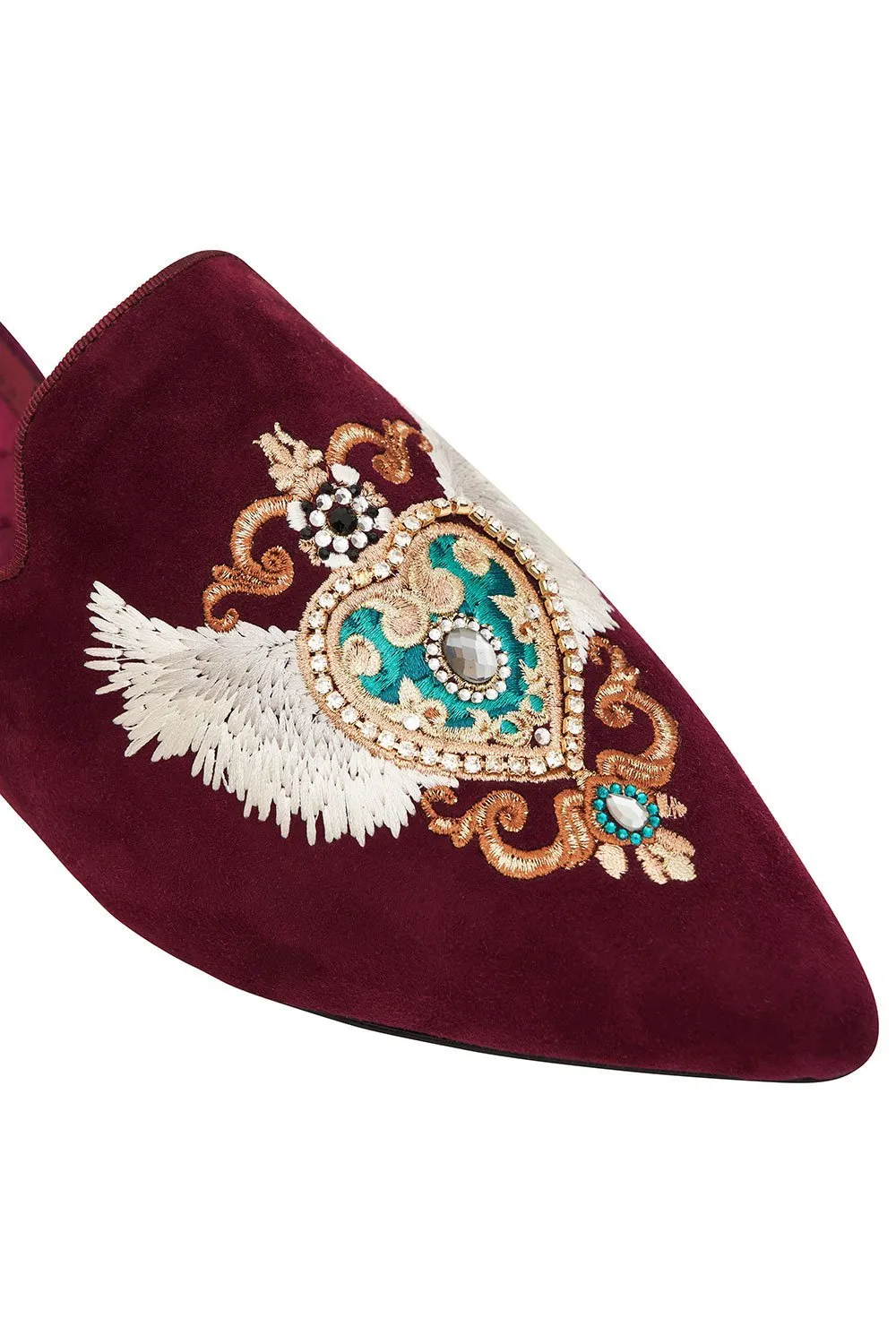 EMBROIDERED SLIPPER BURGUNDY