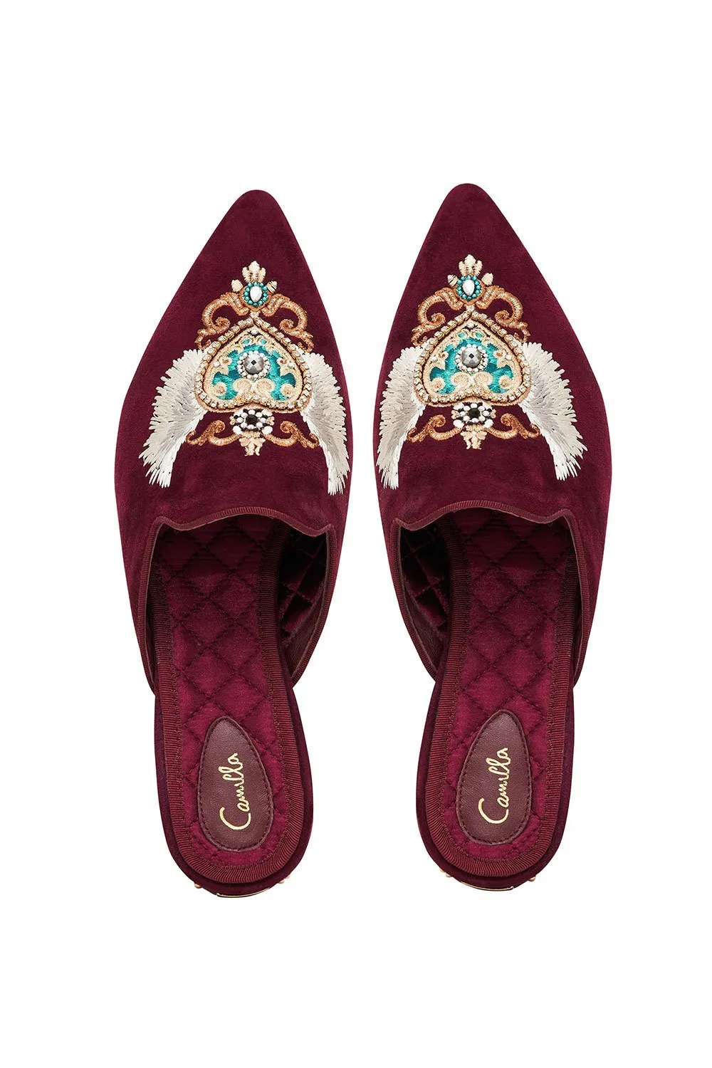 EMBROIDERED SLIPPER BURGUNDY