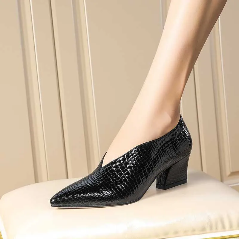 Exotic Alligator Block Heel Slip-On Loafers