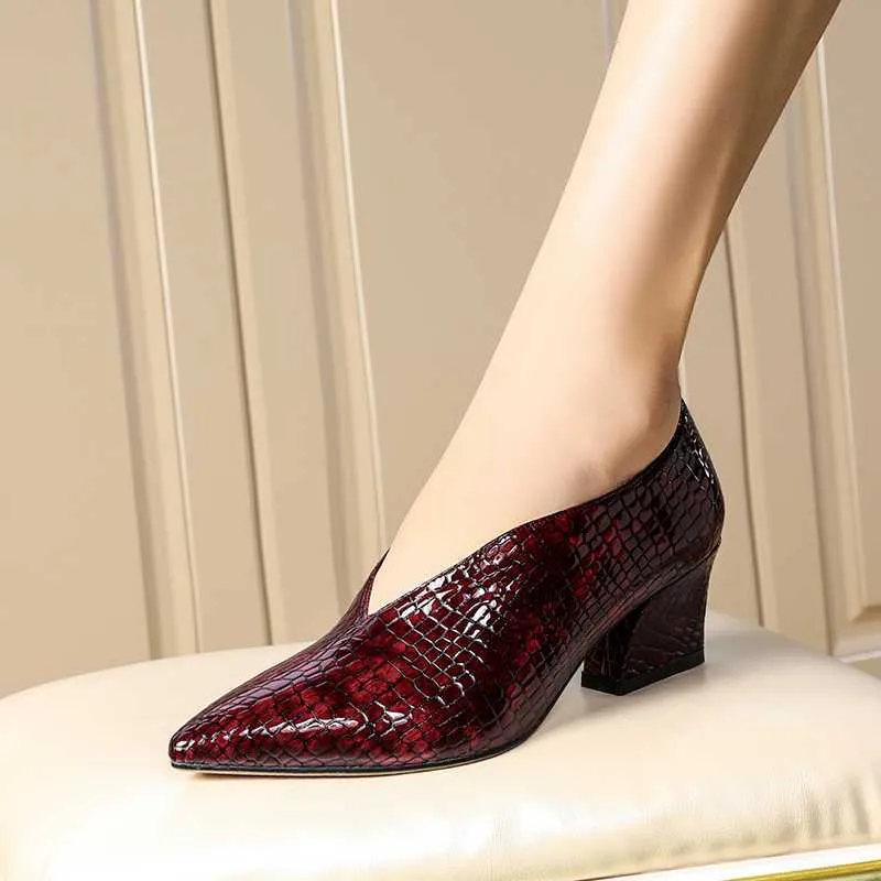 Exotic Alligator Block Heel Slip-On Loafers