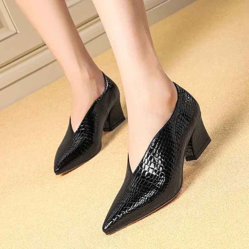 Exotic Alligator Block Heel Slip-On Loafers