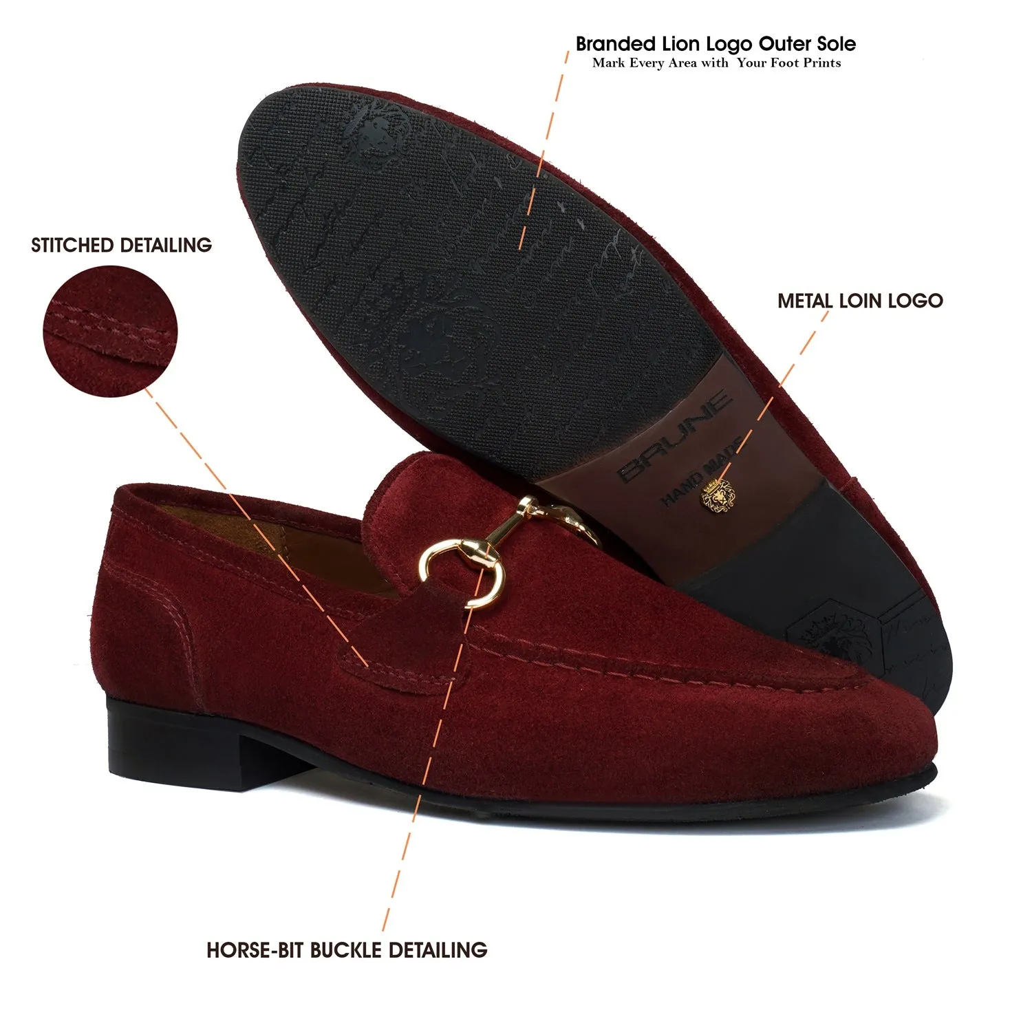 Flexible Back Comfortable Loafer in Red Suede Leather