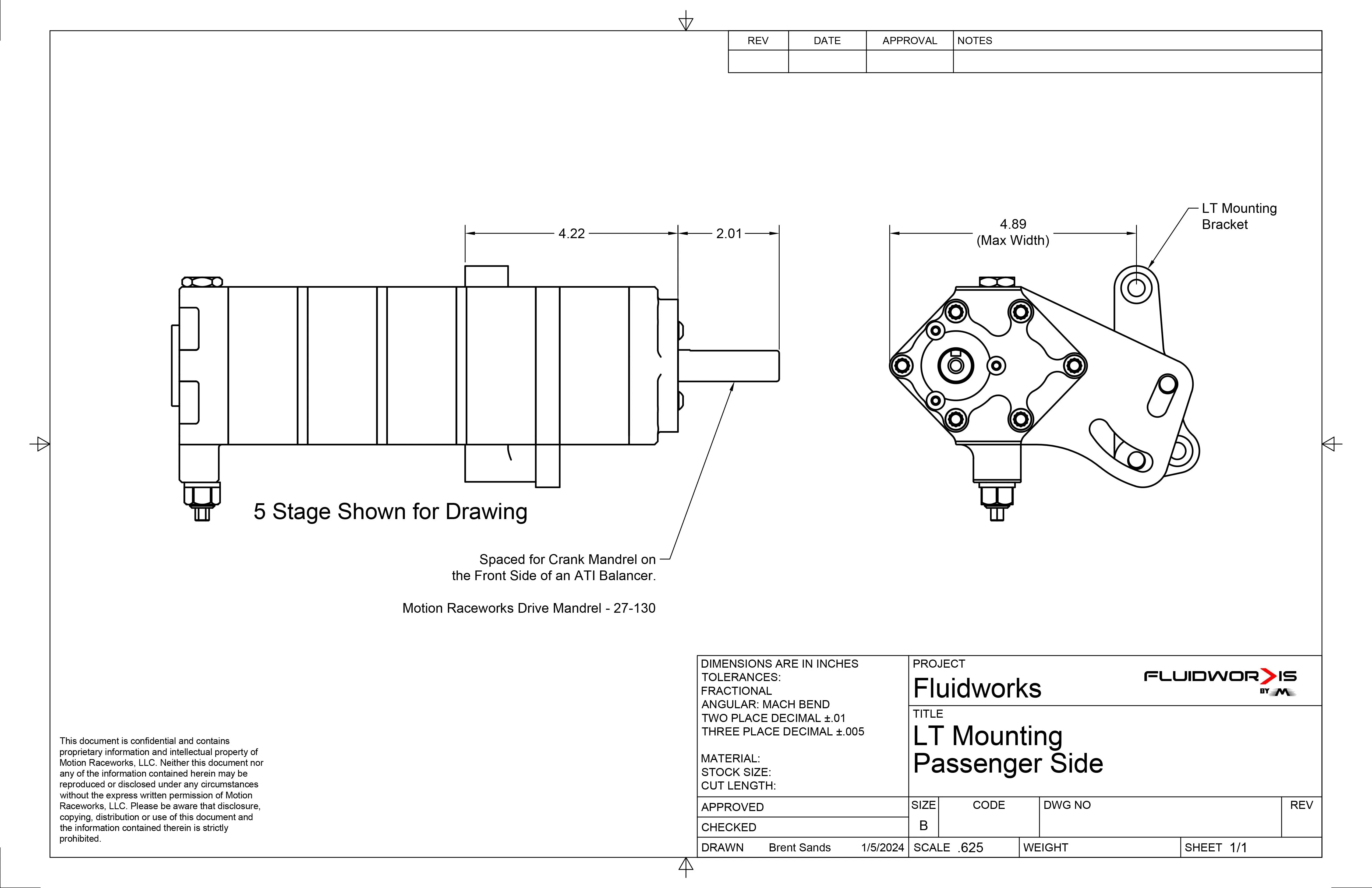 Fluidworks Gen V LT Wet Sump / Dry Sump Passenger Side Mounting Bracket