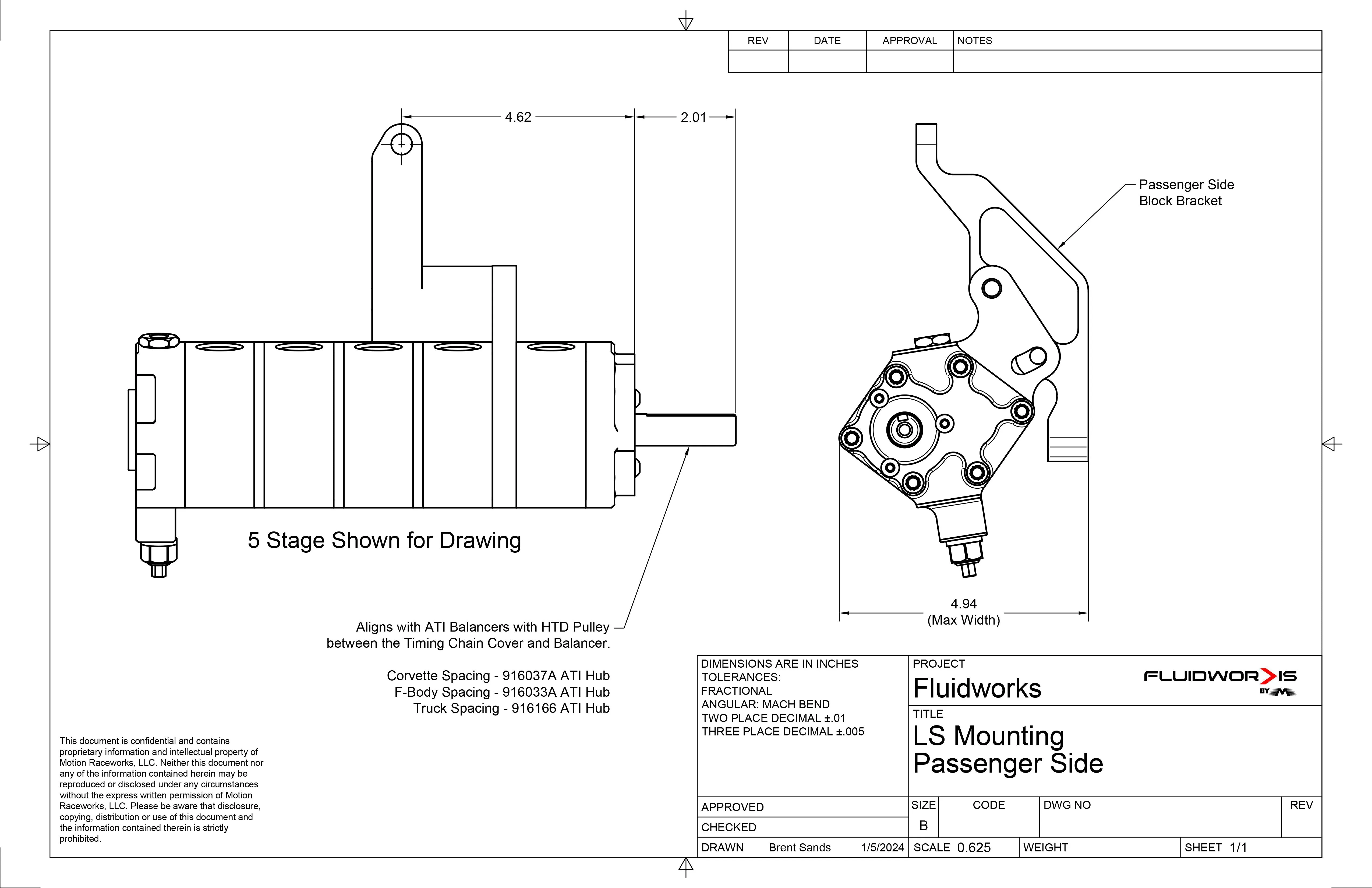 FluidWorks LS Wet Sump / Dry Sump Passenger Side Mounting Bracket