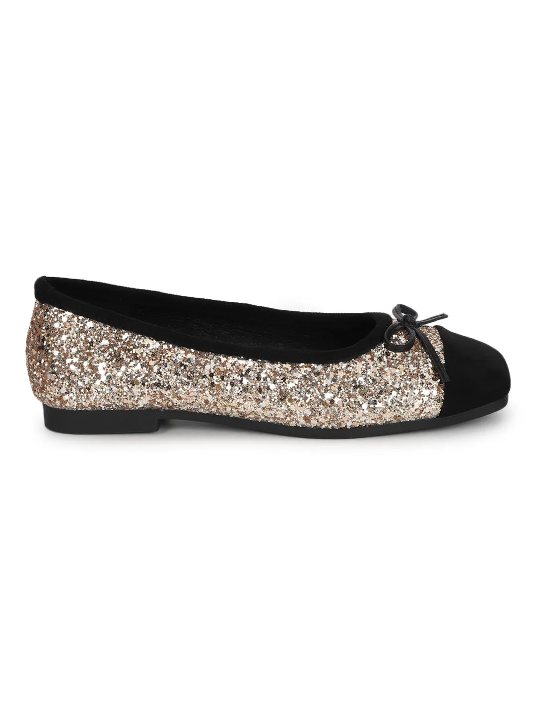 Gold Suede Embellished Ballerina (TC-RS3645-GLD)