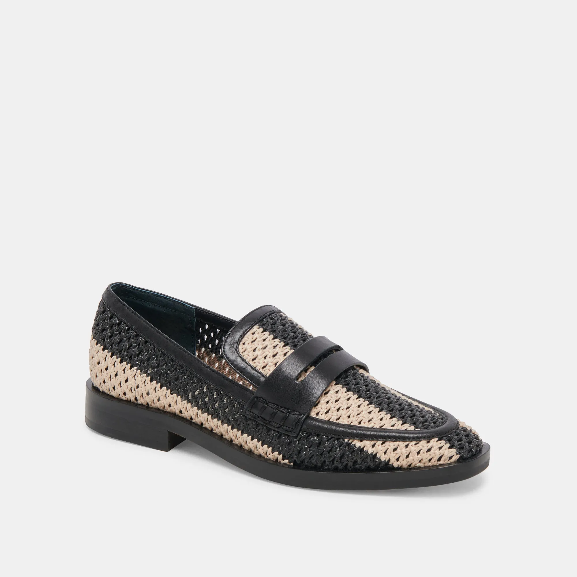 HALLEY FLATS BLACK MULTI RAFFIA