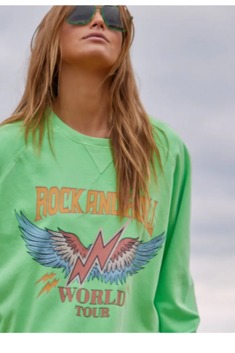 Hammill & Co Fluro Green Rock & Roll Vintage Sweat