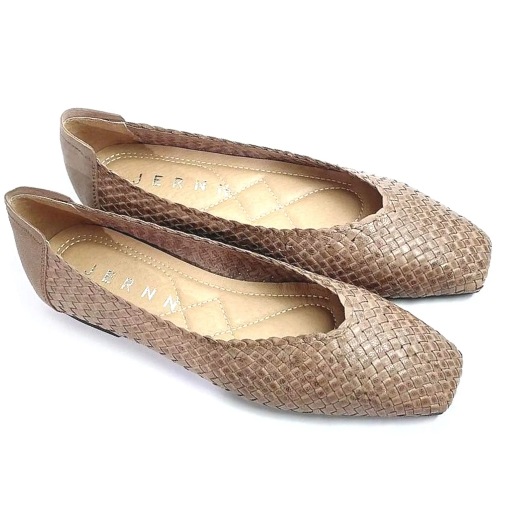 Handwoven square front flat pumps - 50215