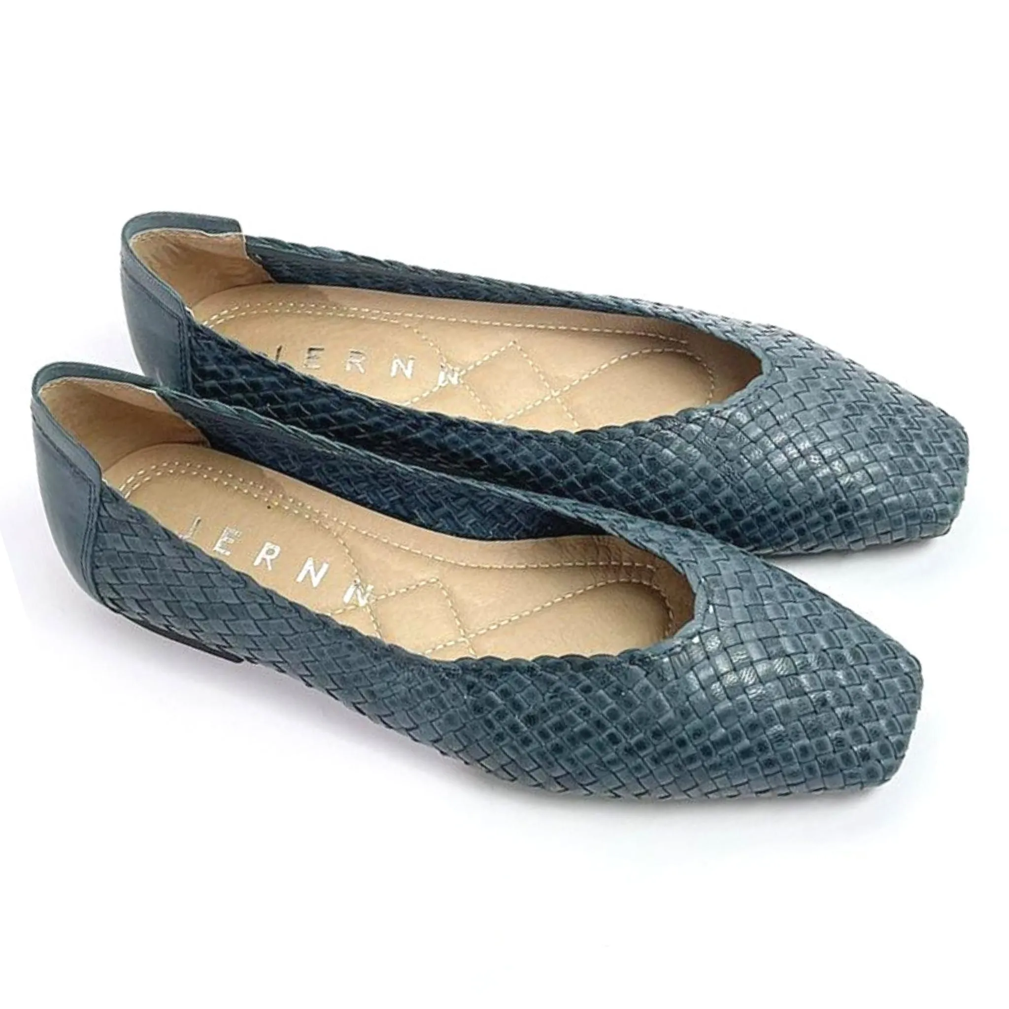 Handwoven square front flat pumps - 50215