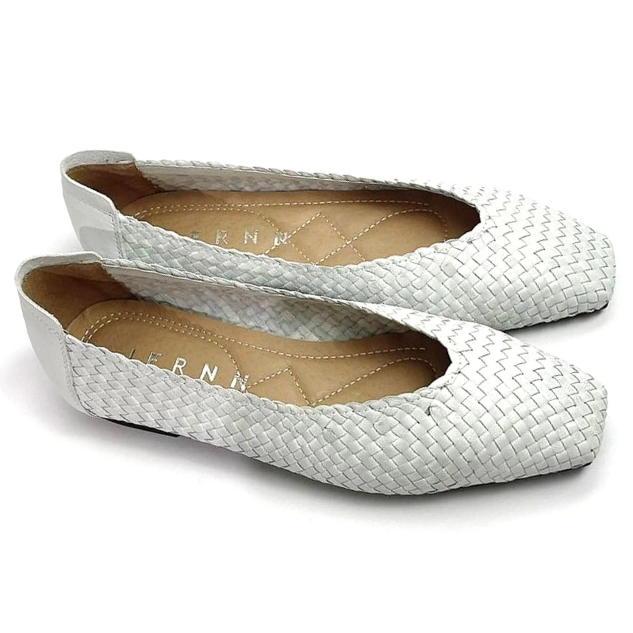 Handwoven square front flat pumps - 50215