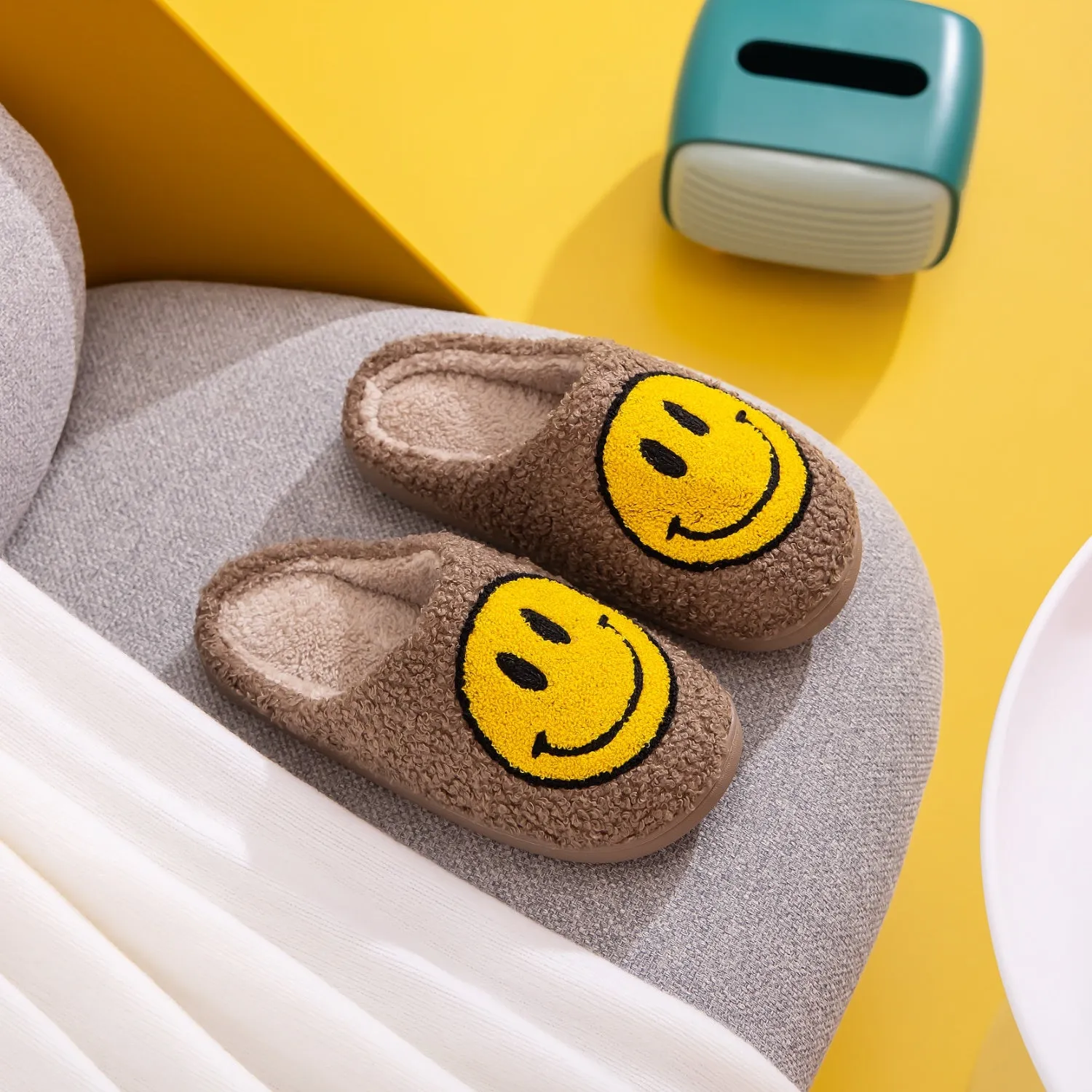 Happy Vibes Smiley Face Slippers