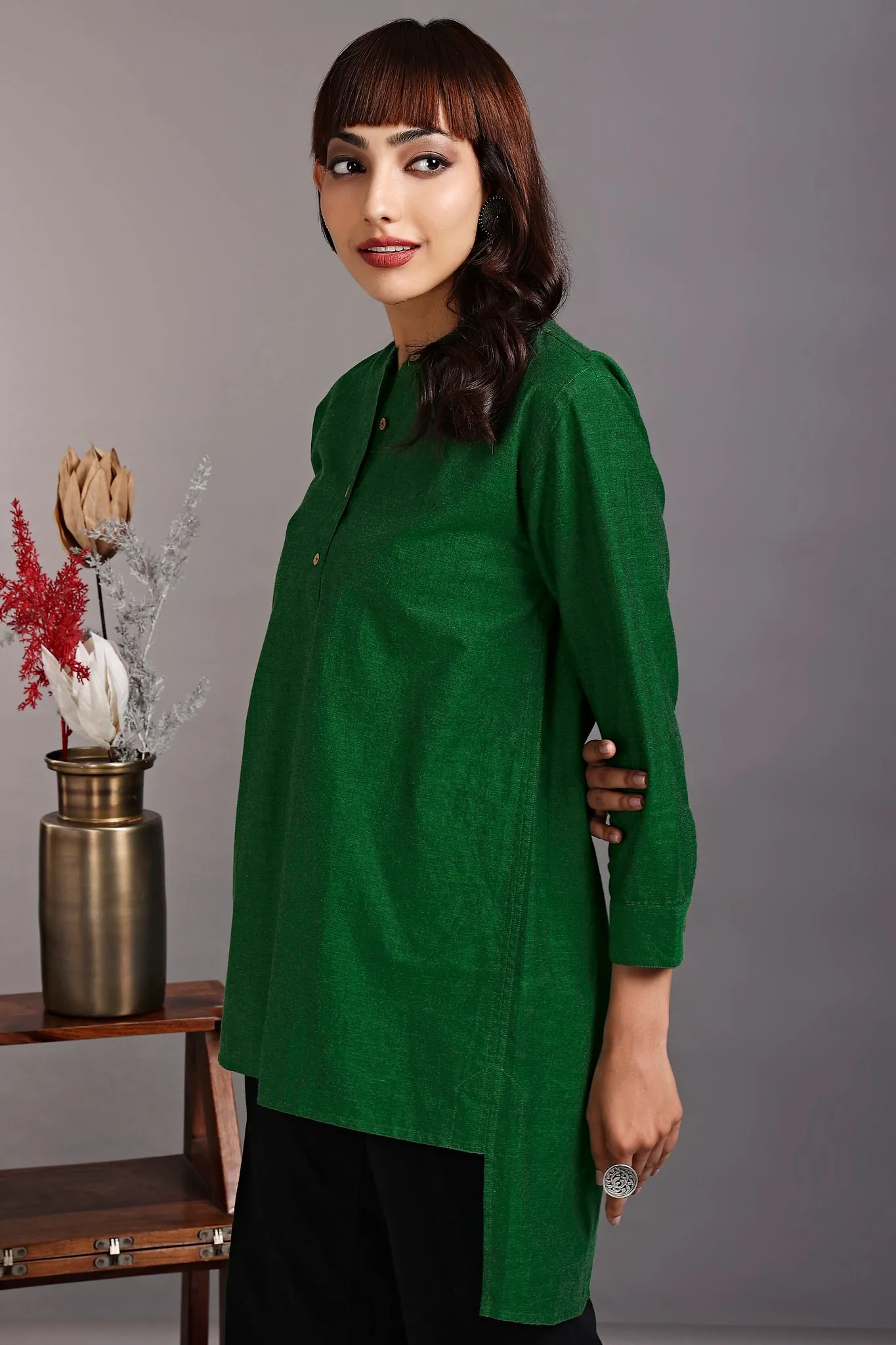 Leafy Mist & Garden Glory High-Low Tunic