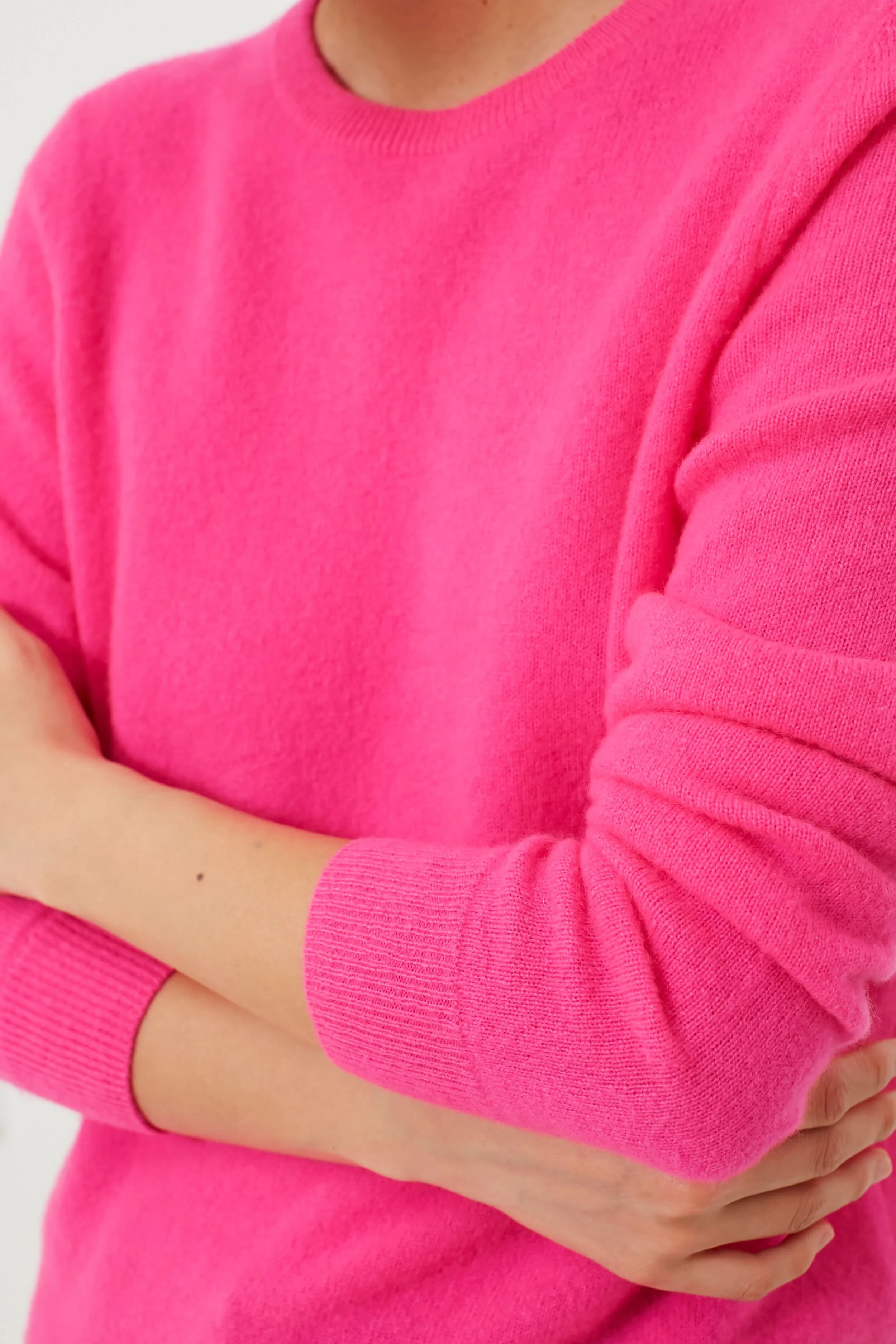 Hot Pink Cashmere Crewneck Sweater