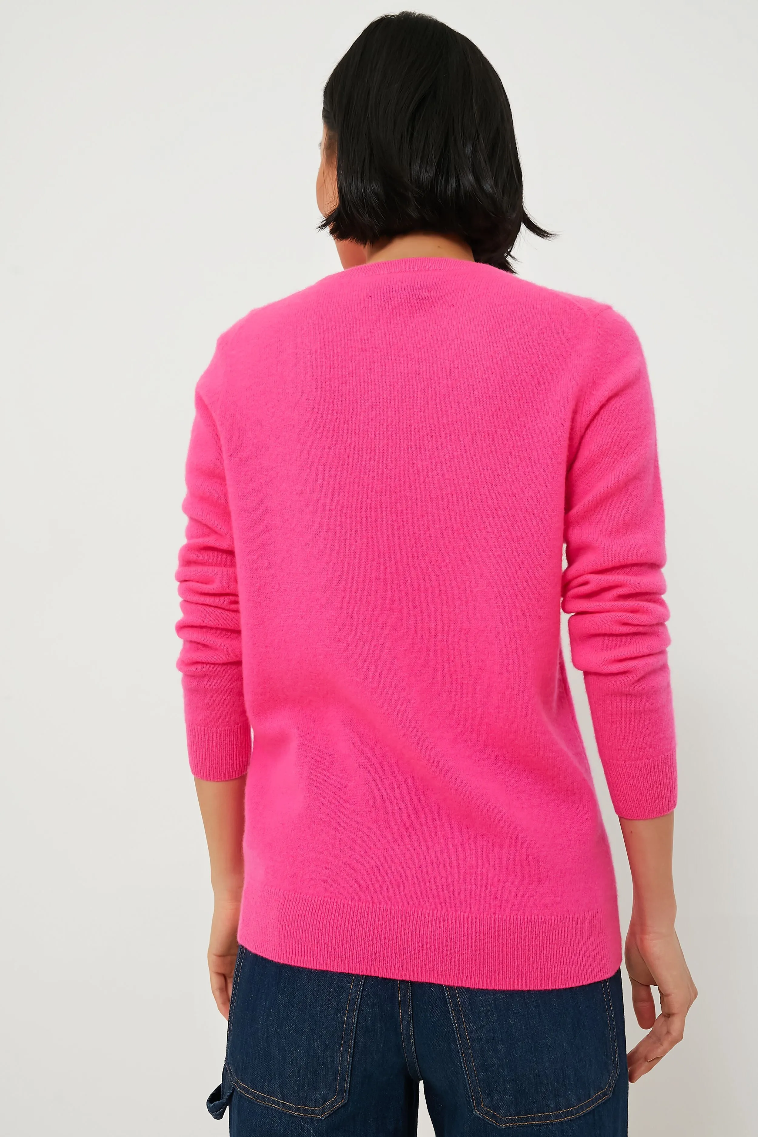 Hot Pink Cashmere Crewneck Sweater