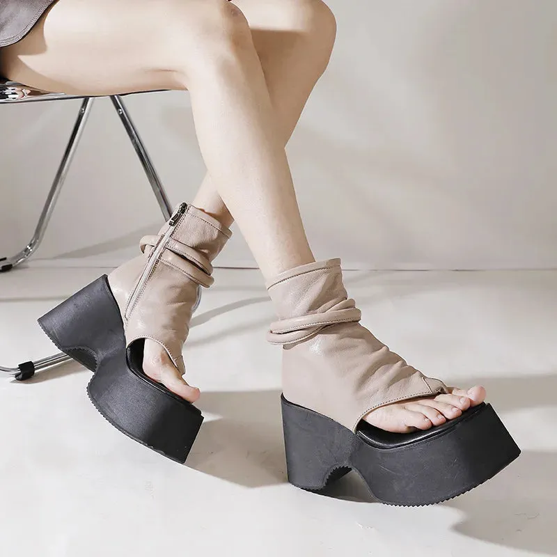 Joskaa 2024 New Ankle Boots Chunky Sandals