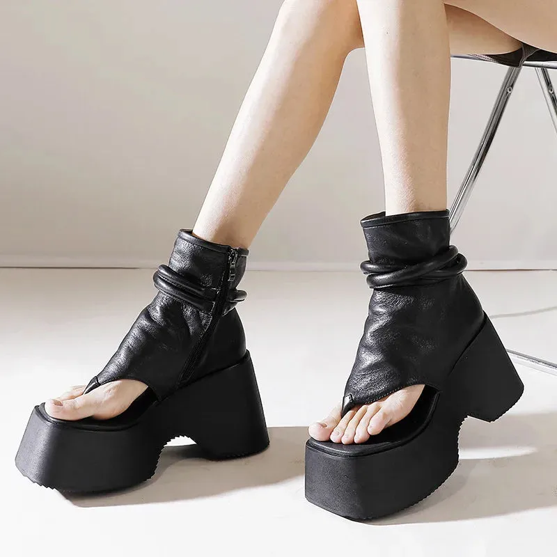 Joskaa 2024 New Ankle Boots Chunky Sandals