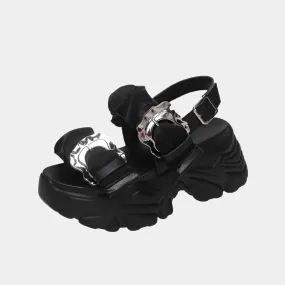 Joskaa 2024 New Black Chunky Gladiator Sandals