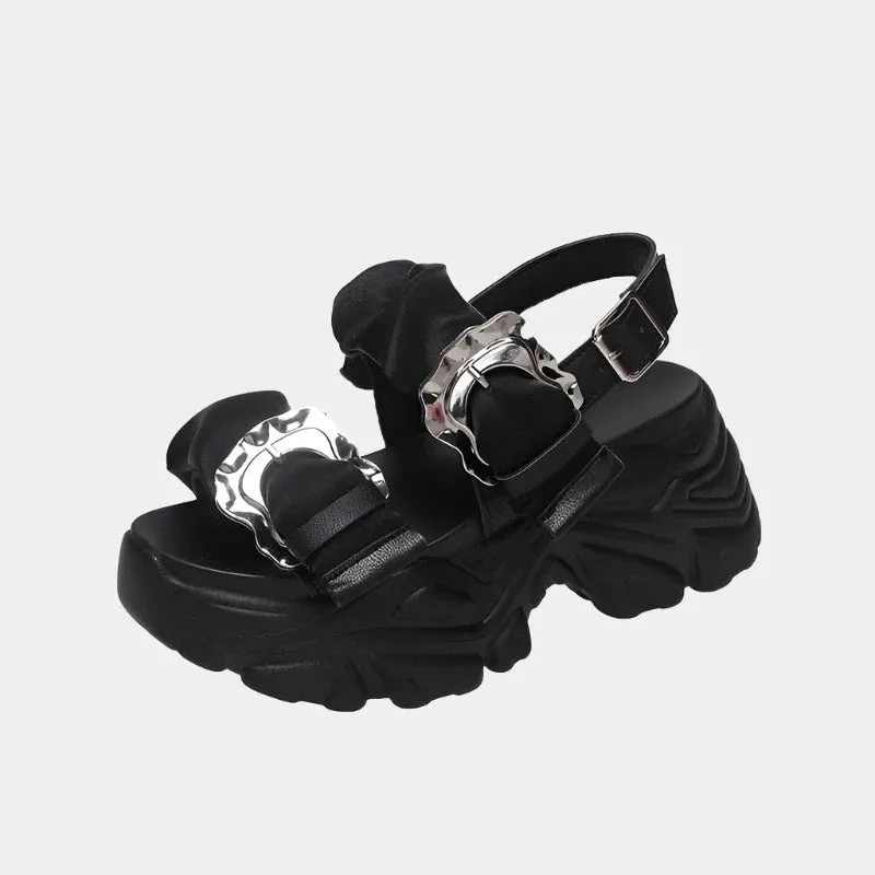 Joskaa 2024 New Black Chunky Gladiator Sandals