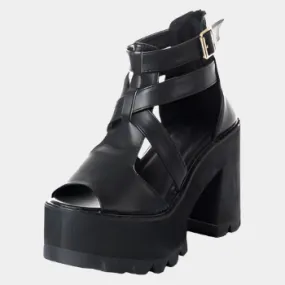 Joskaa 2024 New Black Sandals Chunky Heel