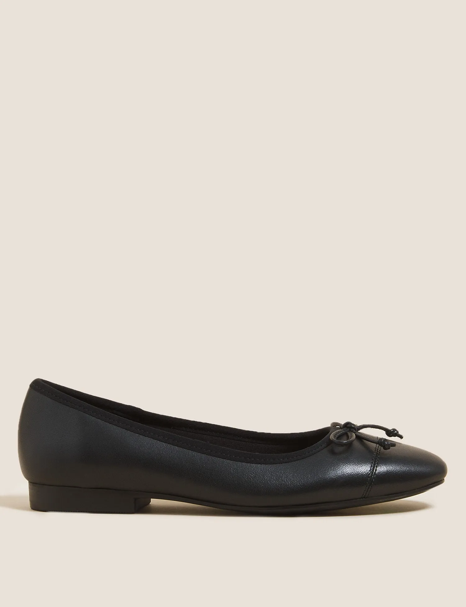 Leather Bow Ballet Pumps