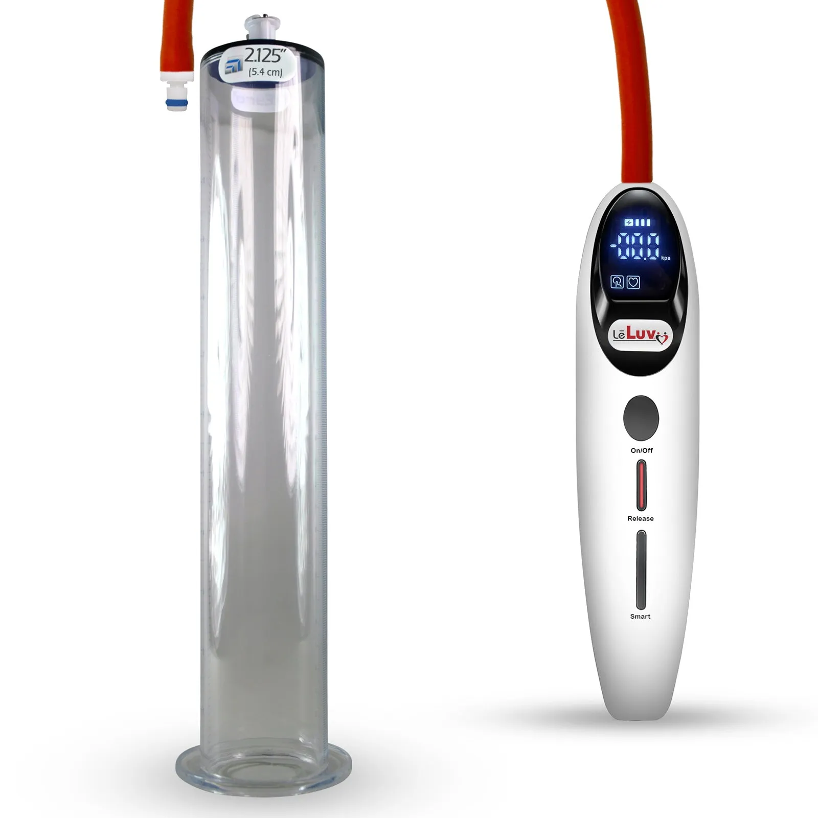 LeLuv Magna Smart LCD Penis Pump | 9 or 12 Inch Length Cylinder | Wide Flange