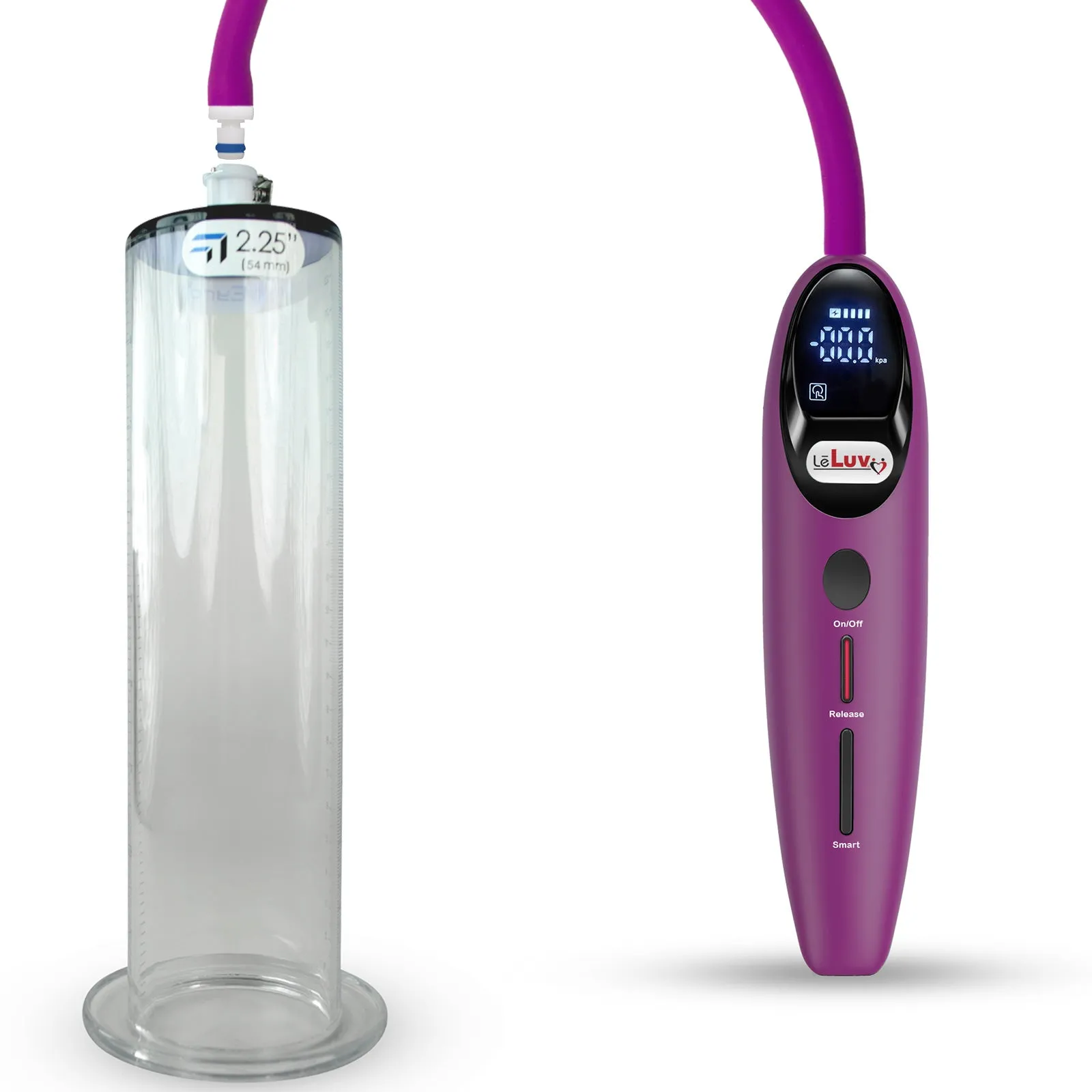 LeLuv Magna Smart LCD Penis Pump | 9 or 12 Inch Length Cylinder | Wide Flange