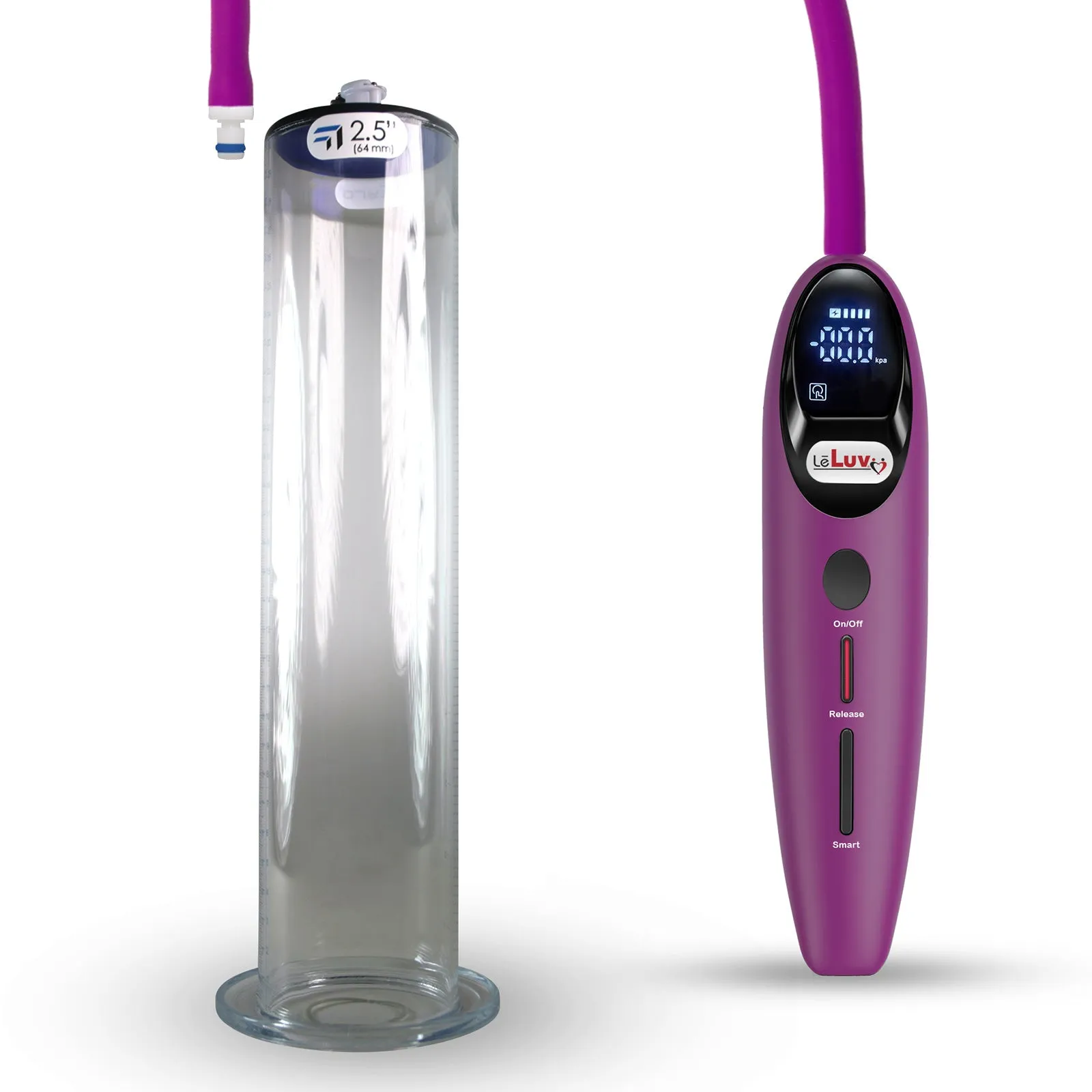 LeLuv Magna Smart LCD Penis Pump | 9 or 12 Inch Length Cylinder | Wide Flange