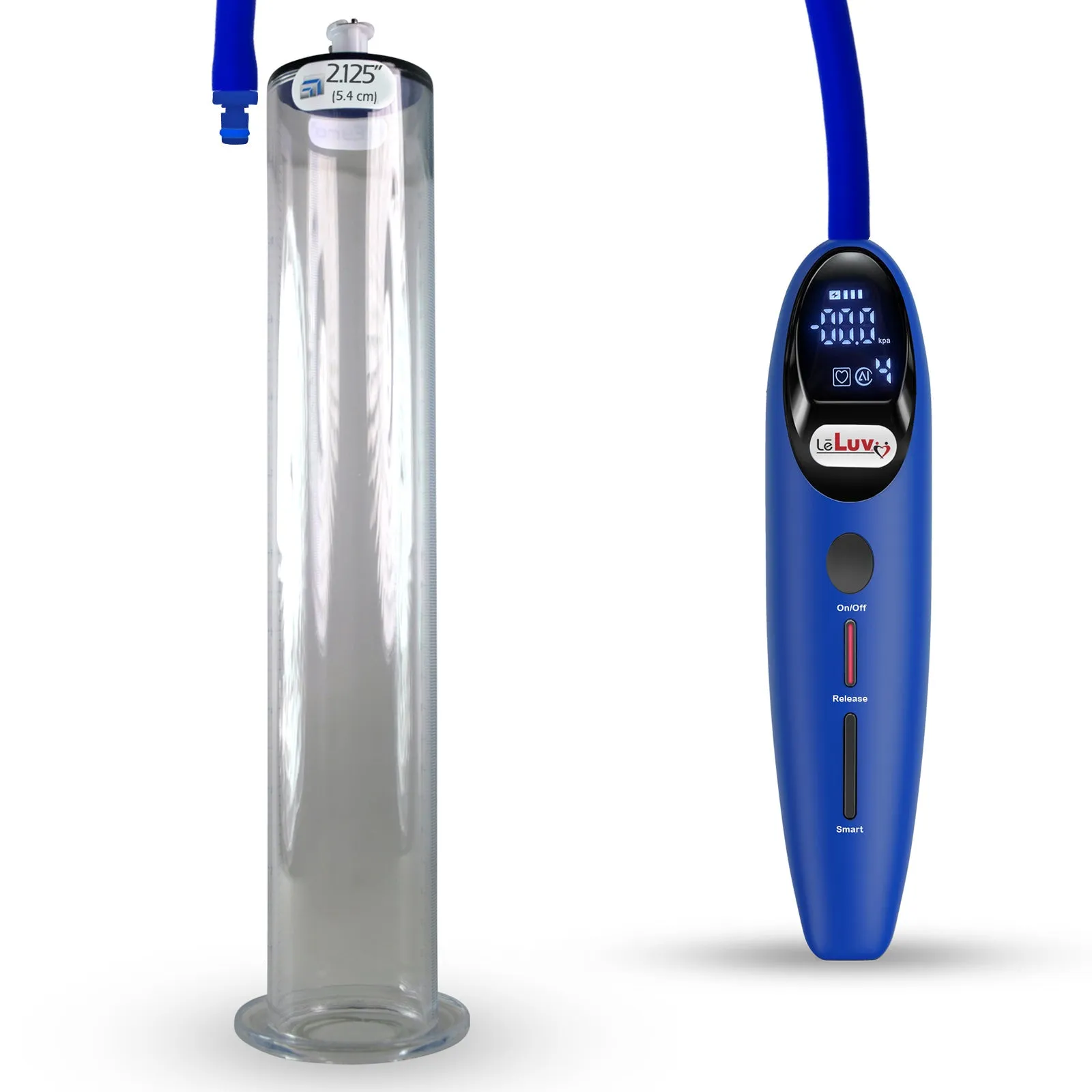 LeLuv Magna Smart LCD Penis Pump | 9 or 12 Inch Length Cylinder | Wide Flange