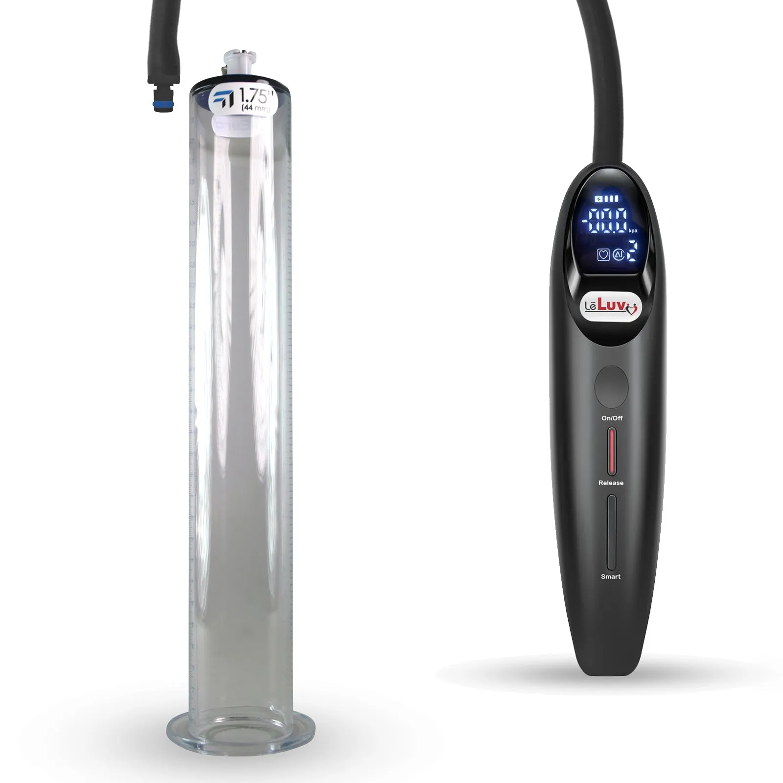 LeLuv Magna Smart LCD Penis Pump | 9 or 12 Inch Length Cylinder | Wide Flange