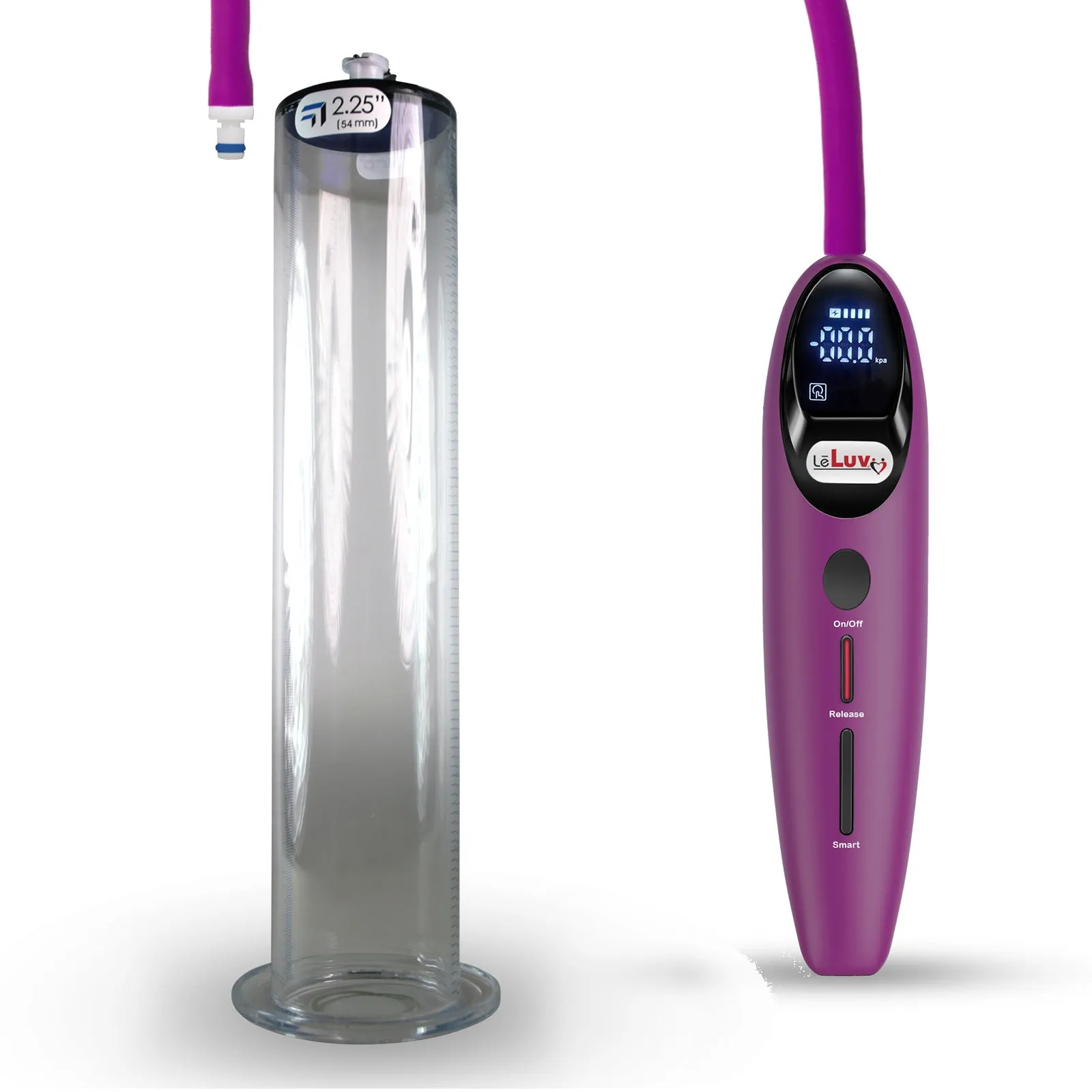 LeLuv Magna Smart LCD Penis Pump | 9 or 12 Inch Length Cylinder | Wide Flange