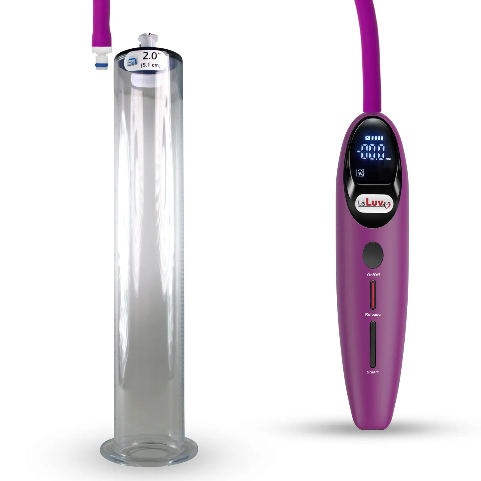 LeLuv Magna Smart LCD Penis Pump | 9 or 12 Inch Length Cylinder | Wide Flange