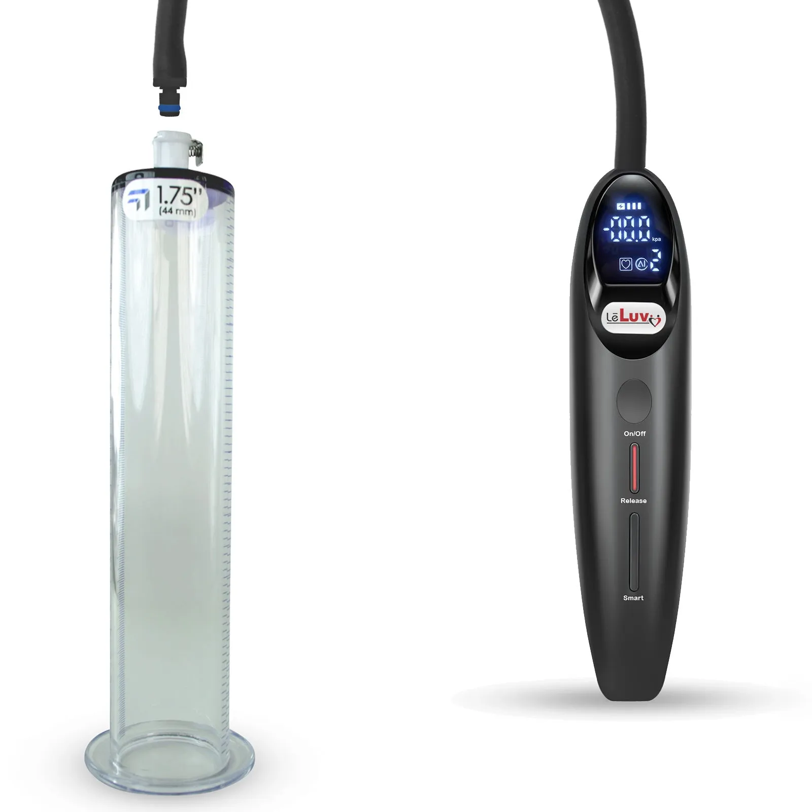 LeLuv Magna Smart LCD Penis Pump | 9 or 12 Inch Length Cylinder | Wide Flange