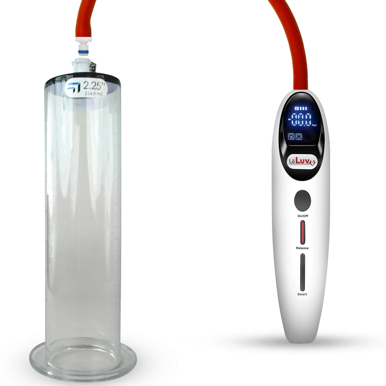 LeLuv Magna Smart LCD Penis Pump | 9 or 12 Inch Length Cylinder | Wide Flange