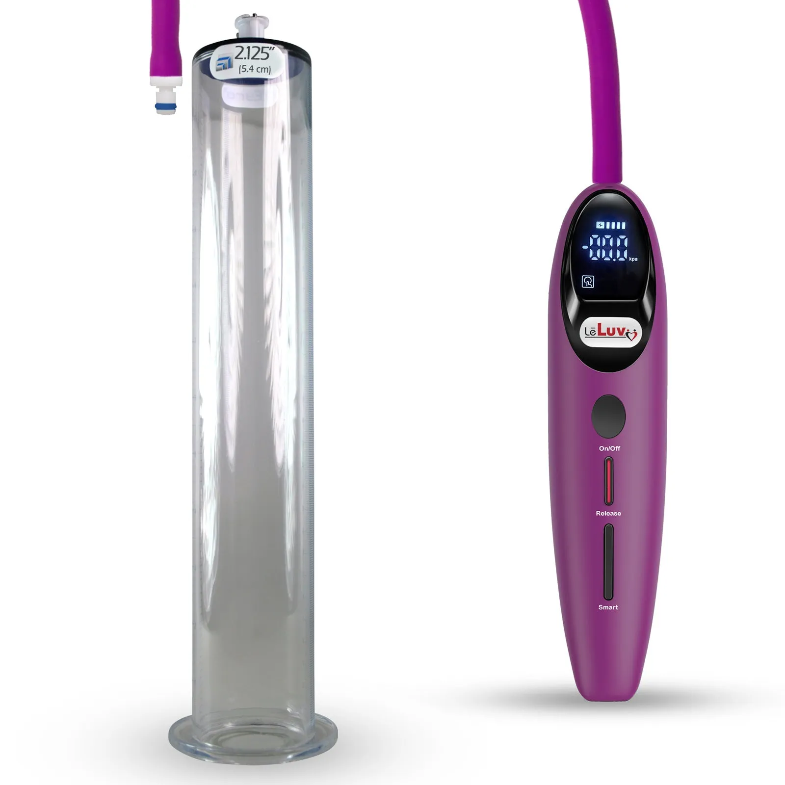 LeLuv Magna Smart LCD Penis Pump | 9 or 12 Inch Length Cylinder | Wide Flange