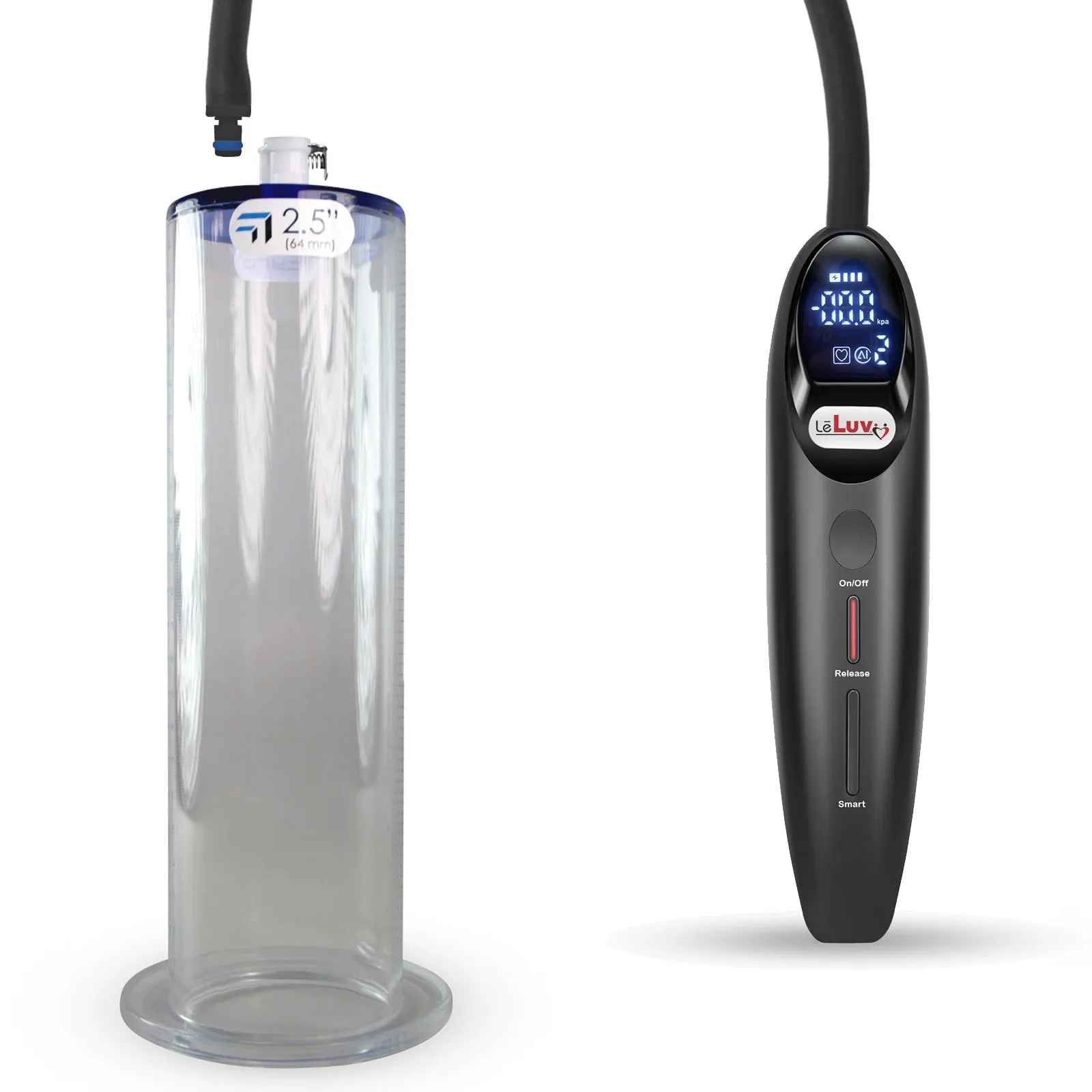 LeLuv Magna Smart LCD Penis Pump | 9 or 12 Inch Length Cylinder | Wide Flange