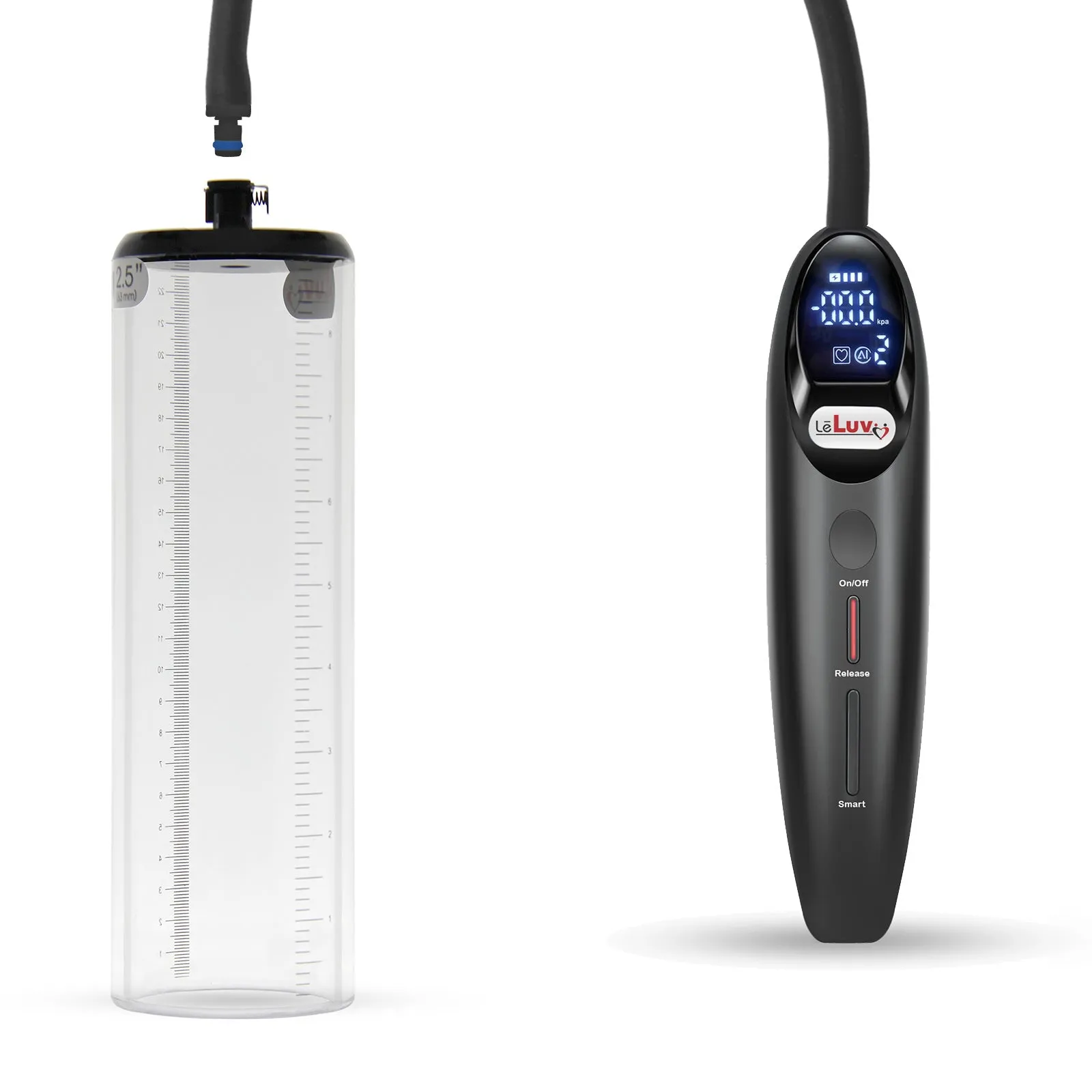 LeLuv Magna Smart LCD Penis Pump | Thick Wall Cylinder | 9 or 12 Inch Length