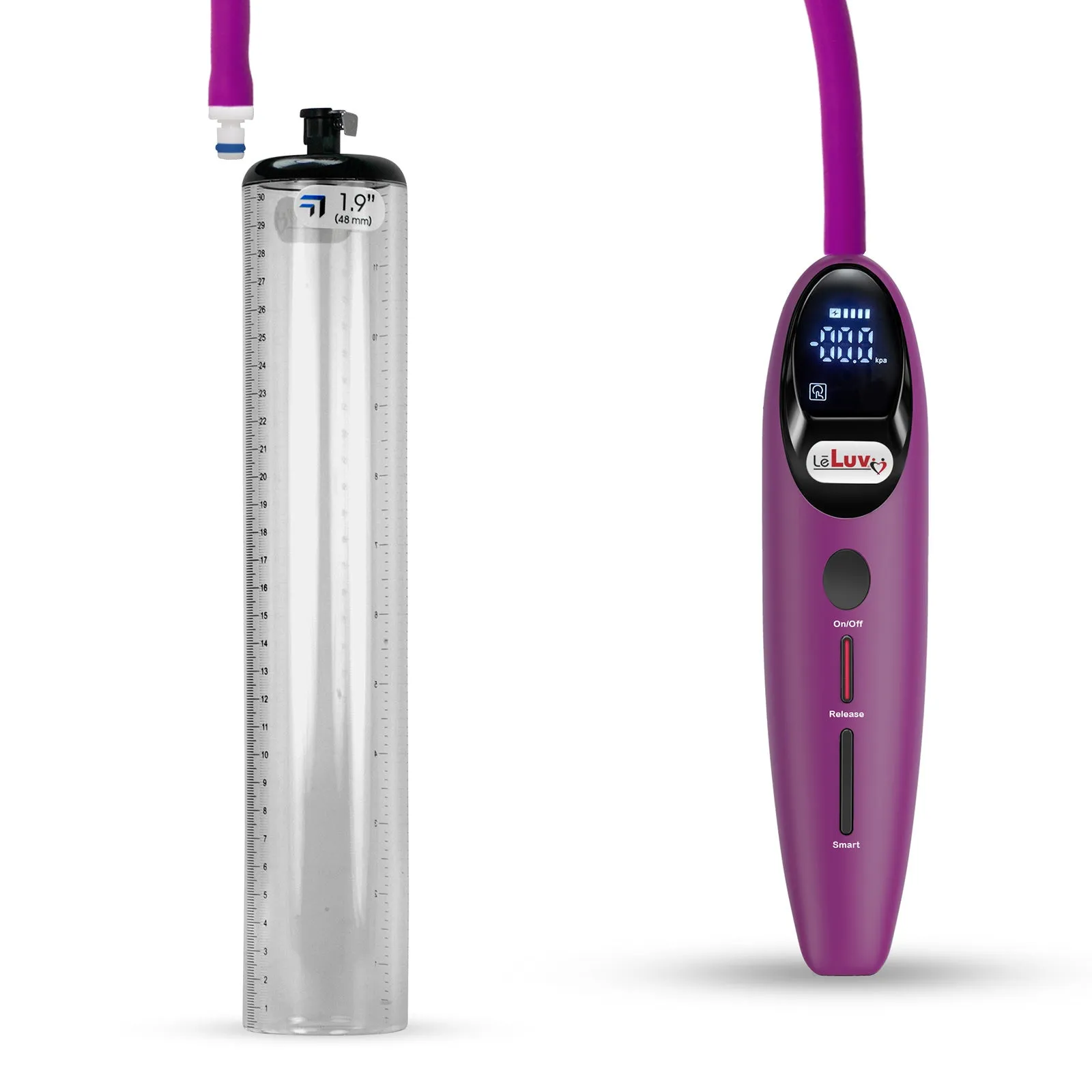 LeLuv Magna Smart LCD Penis Pump | Thick Wall Cylinder | 9 or 12 Inch Length