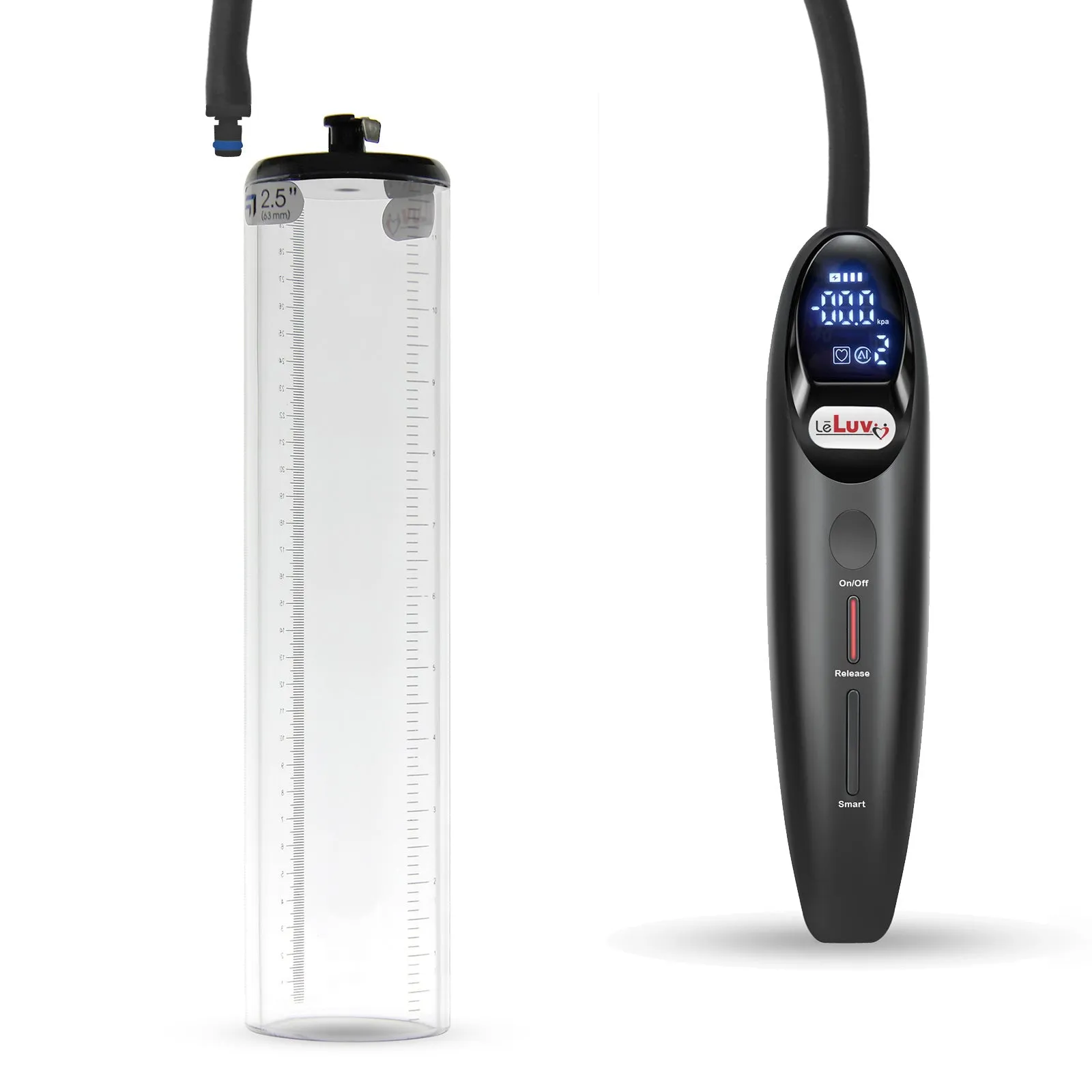 LeLuv Magna Smart LCD Penis Pump | Thick Wall Cylinder | 9 or 12 Inch Length