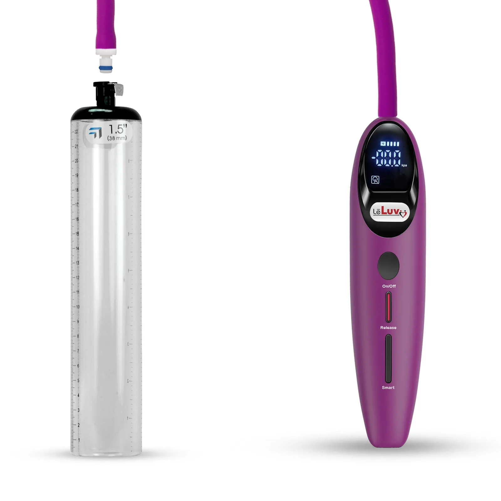 LeLuv Magna Smart LCD Penis Pump | Thick Wall Cylinder | 9 or 12 Inch Length