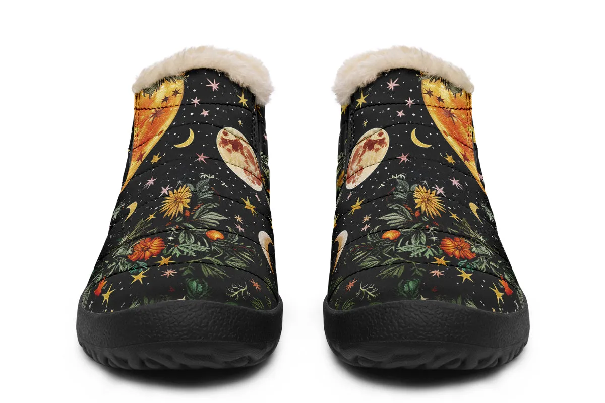 Lunar Meadow Winter Sneakers - Warm & Easy Slip-On Shoes Lined with Vegan Wool with Anti-Slip Soles