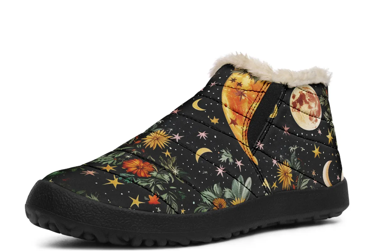 Lunar Meadow Winter Sneakers - Warm & Easy Slip-On Shoes Lined with Vegan Wool with Anti-Slip Soles