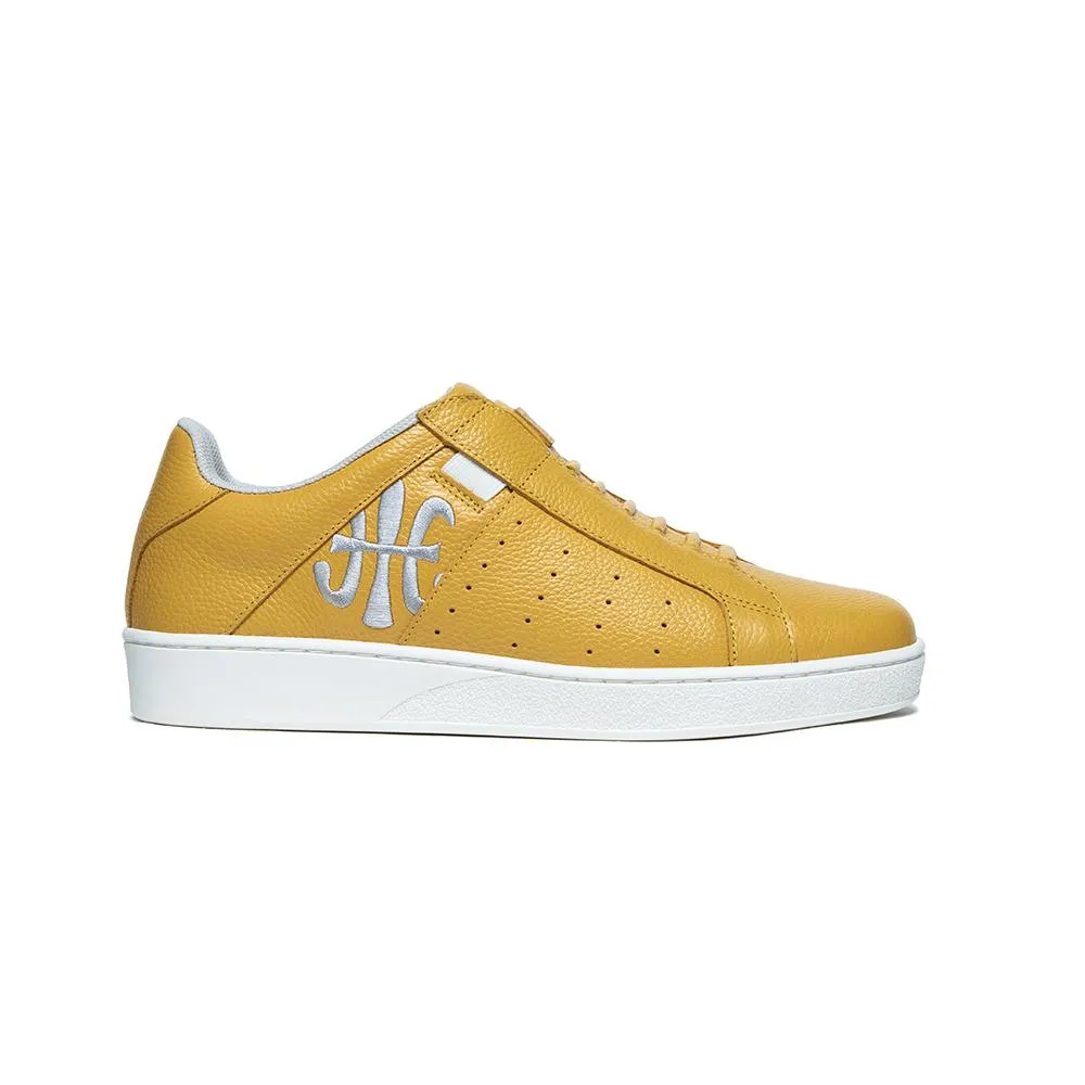 Men's Icon Yellow Logo Leather Sneakers 01913-338