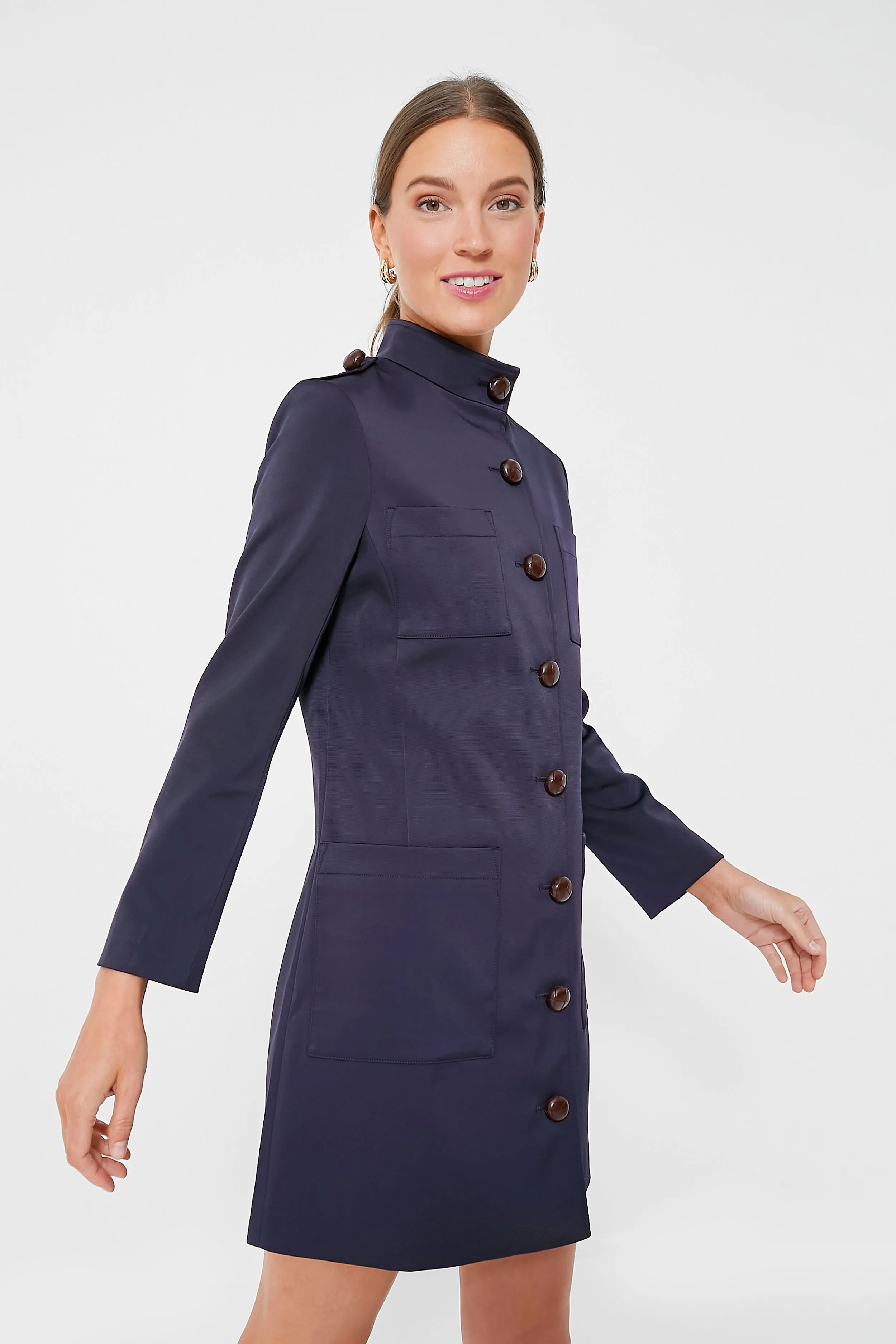 Navy Buttoned Darcey Dress