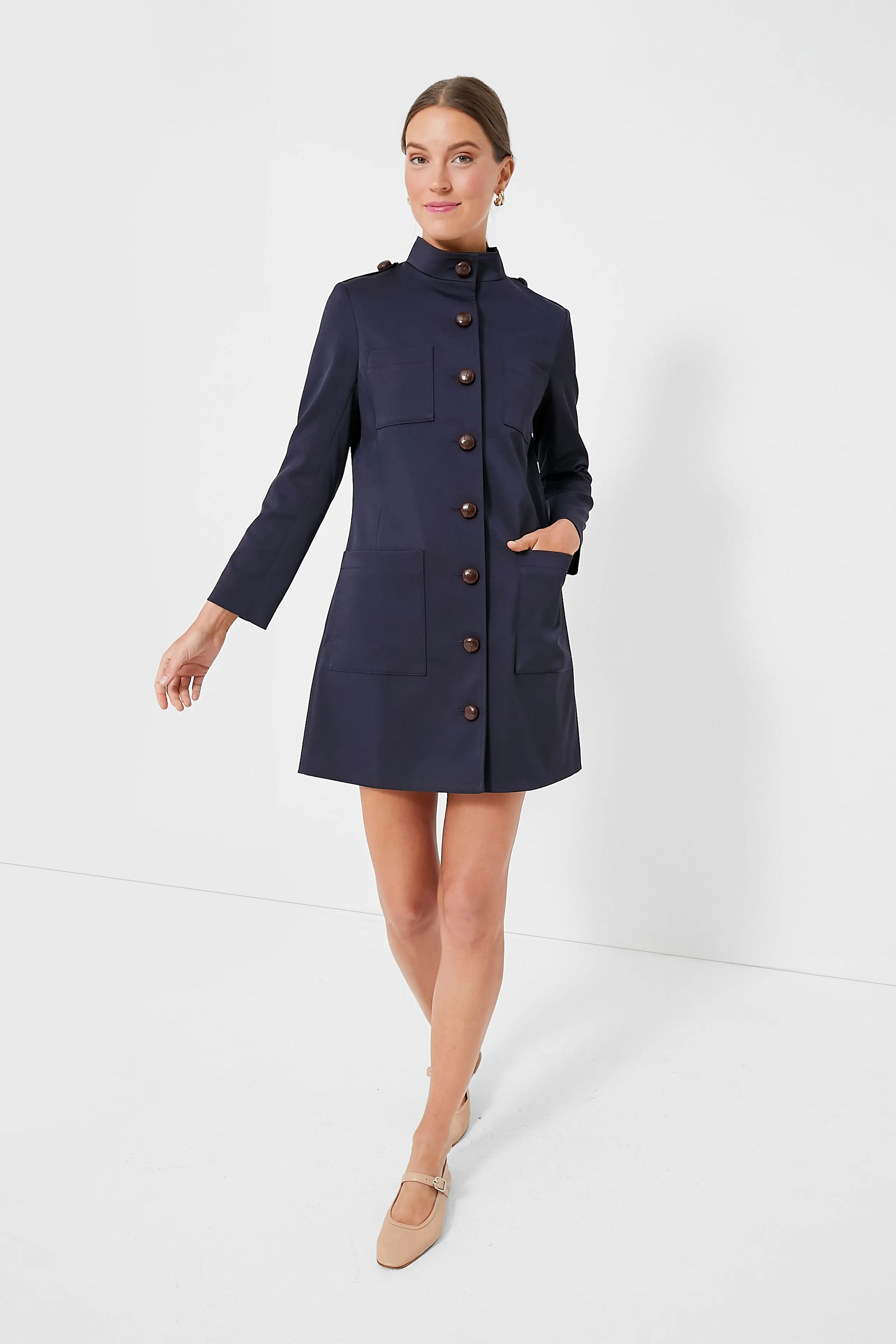 Navy Buttoned Darcey Dress