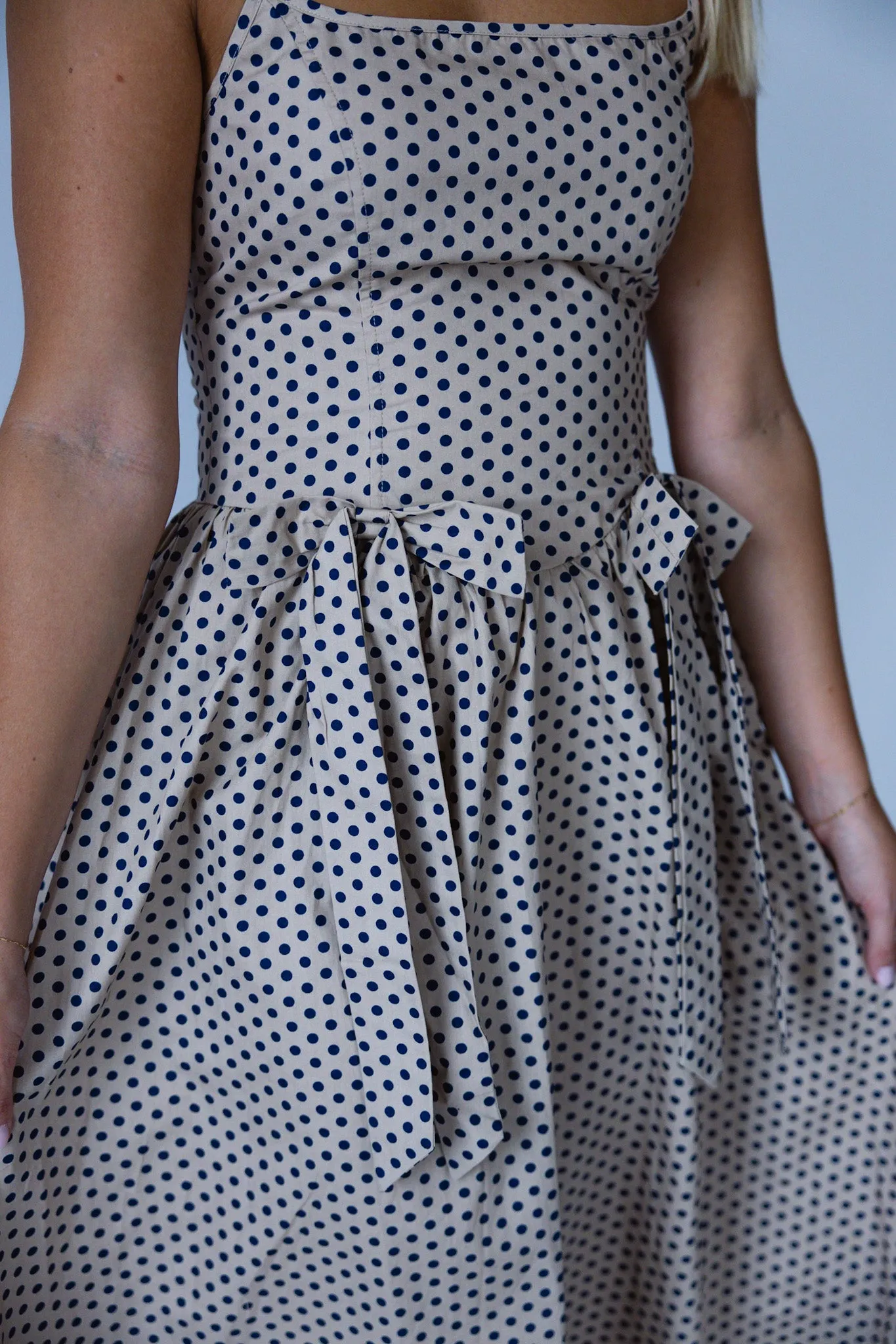 Navy Polka Dot Bow Dress