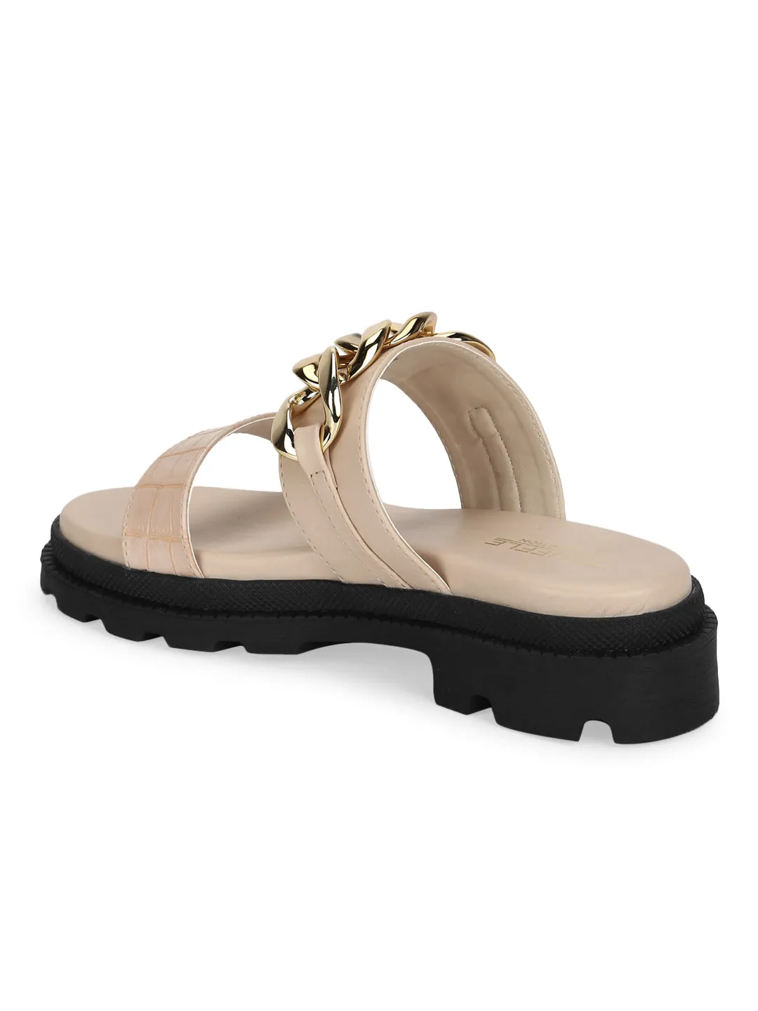 Nude PU Chained Platform Flats (TC-ST-1219-NUDPU)