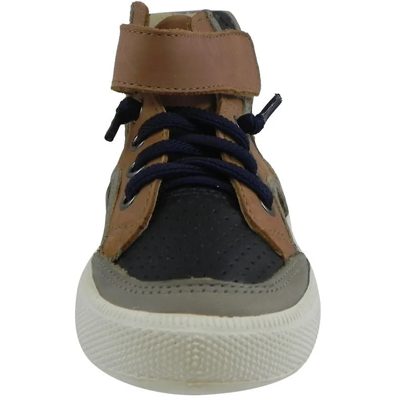 Old Soles 1027 Boy's Tan Navy Grey High Cred Leather Lace Up High Tops Sneaker