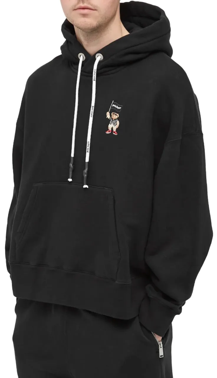 Palm Angels Small Pirate Bear Hoodie Black White