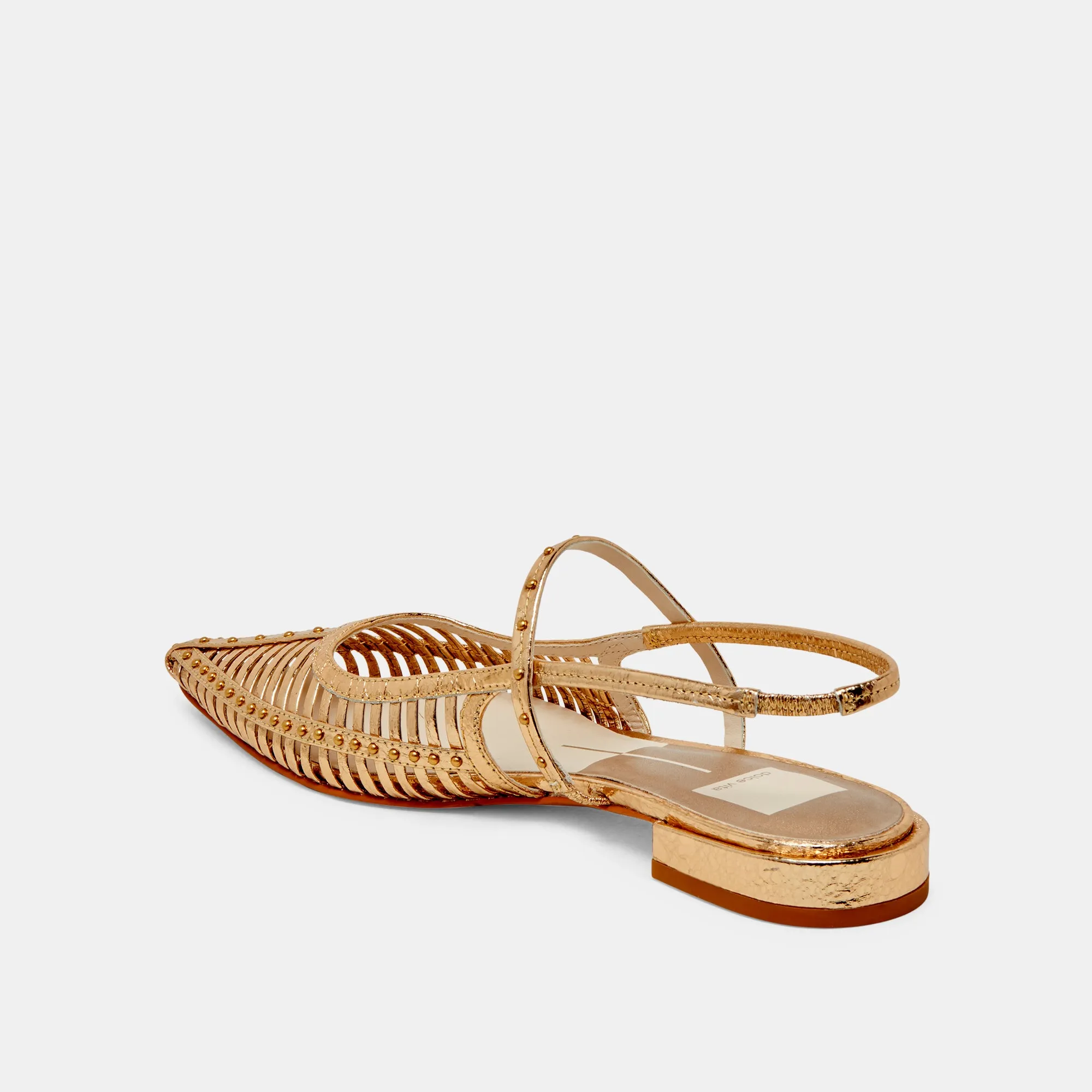 PHINLY FLATS GOLD DISTRESSED LEATHER