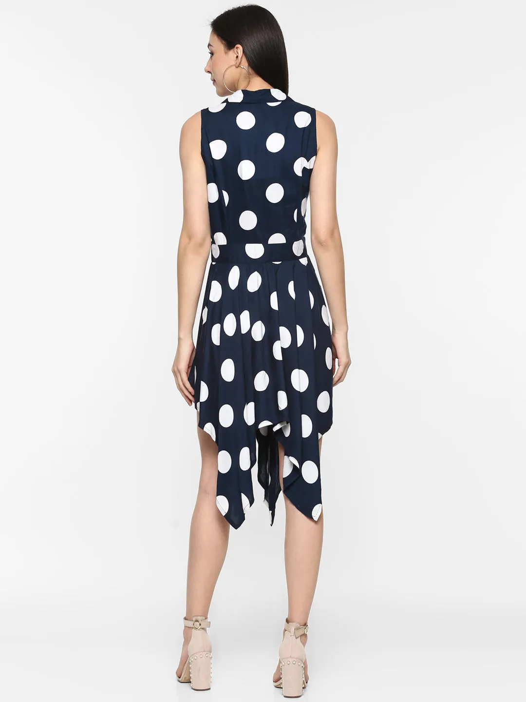 Porsorte Women Polka Dot Viscose A-line High Low  Dress